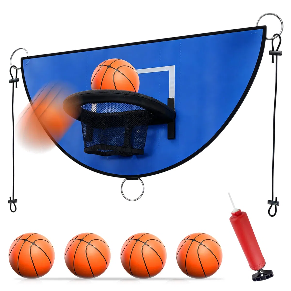 Panier de basket-ball pour trampoline : mini panier de basket-ball avec 3 mini balles de basket, kit d'accessoires de trampoline, panier de basket pour trampoline pour enfants, adultes