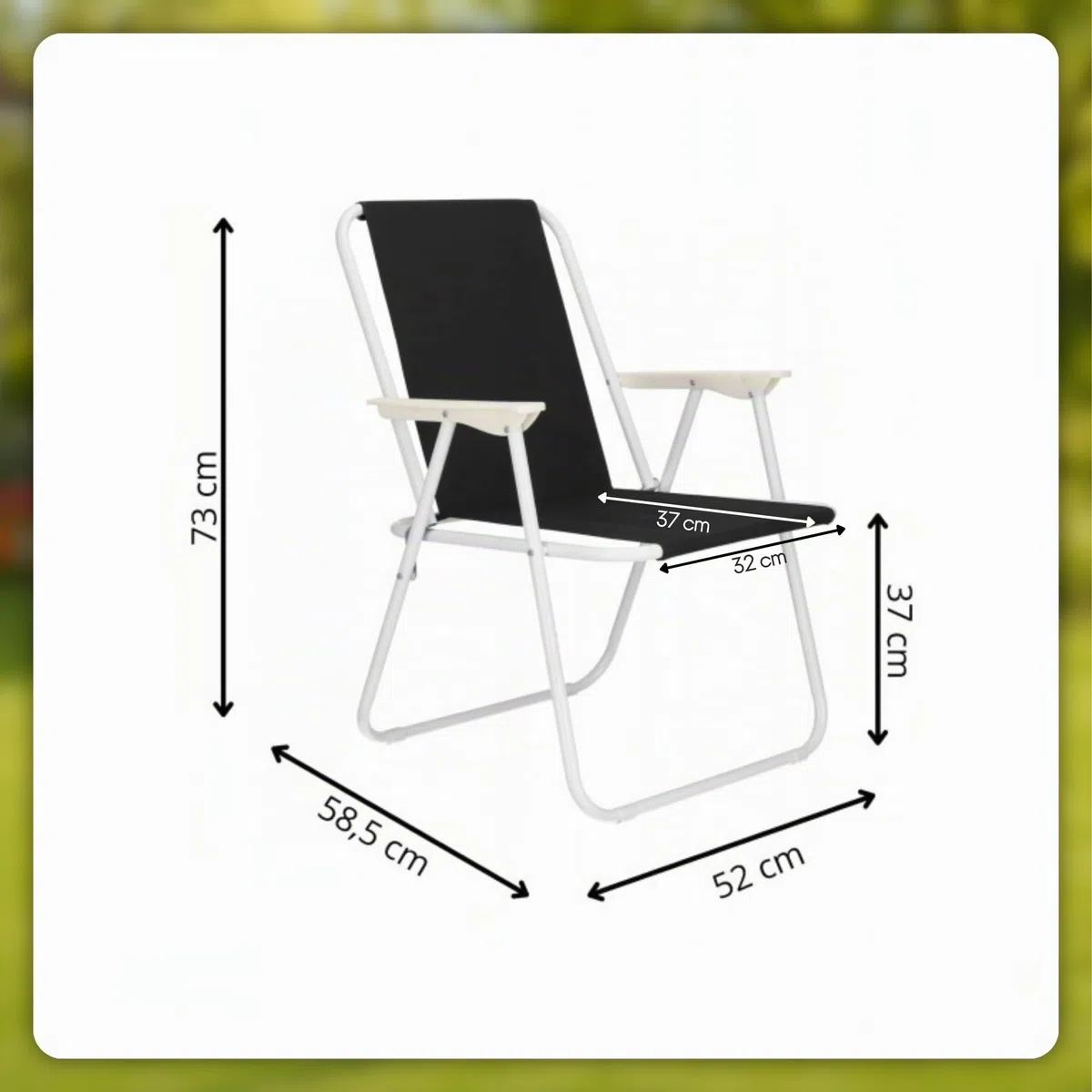 SPRINGOS Lot de 2 chaises pliantes avec accoudoirs 58,5 x 52 x 73 cm