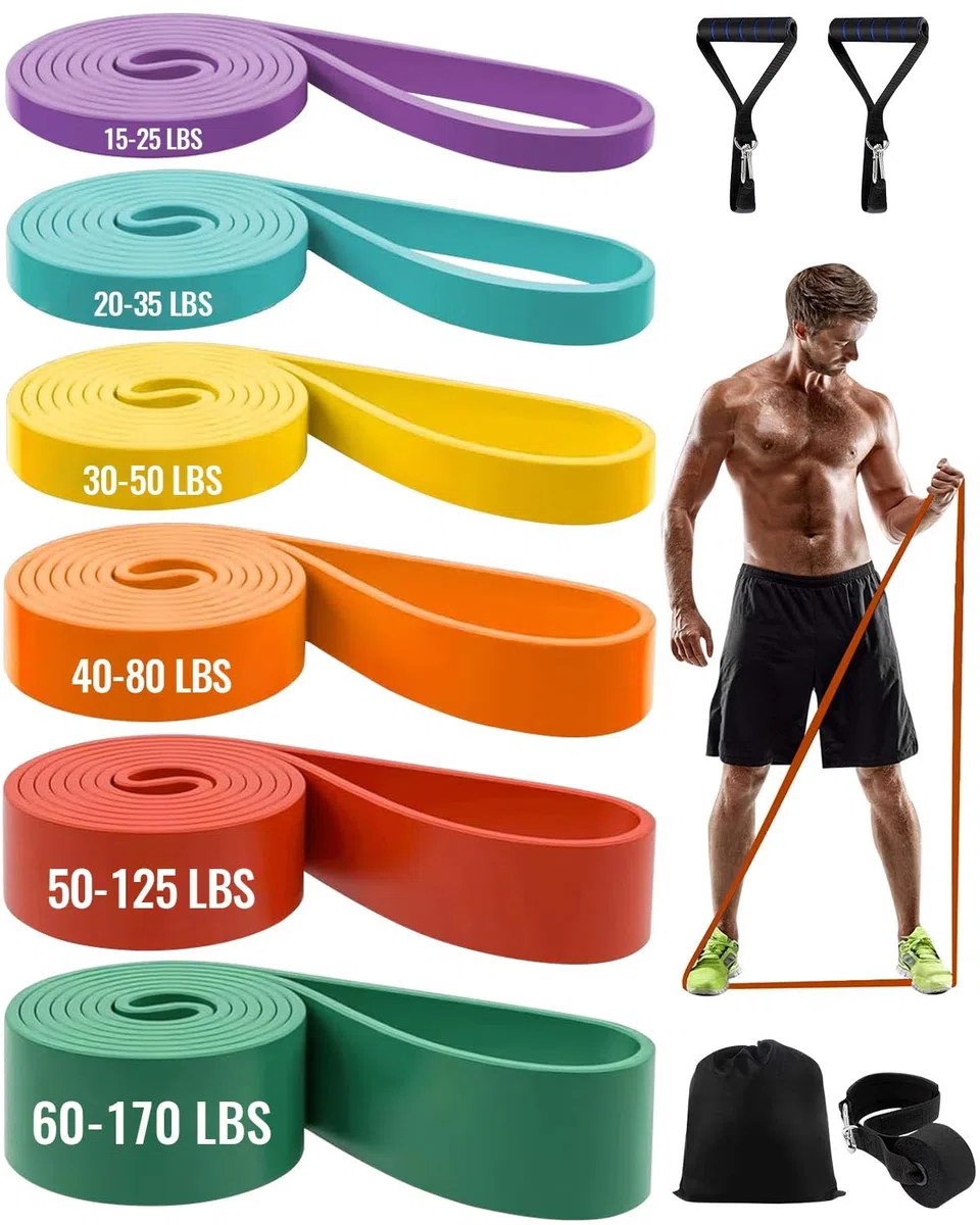 Élastique Musculation Zumhigh - Ensemble de 3 Bandes de Résistance avec Ancrage de Porte pour Entraînement Pilates, Yoga, Stretching, Rééducation Physique et Élastique Musculation Traction