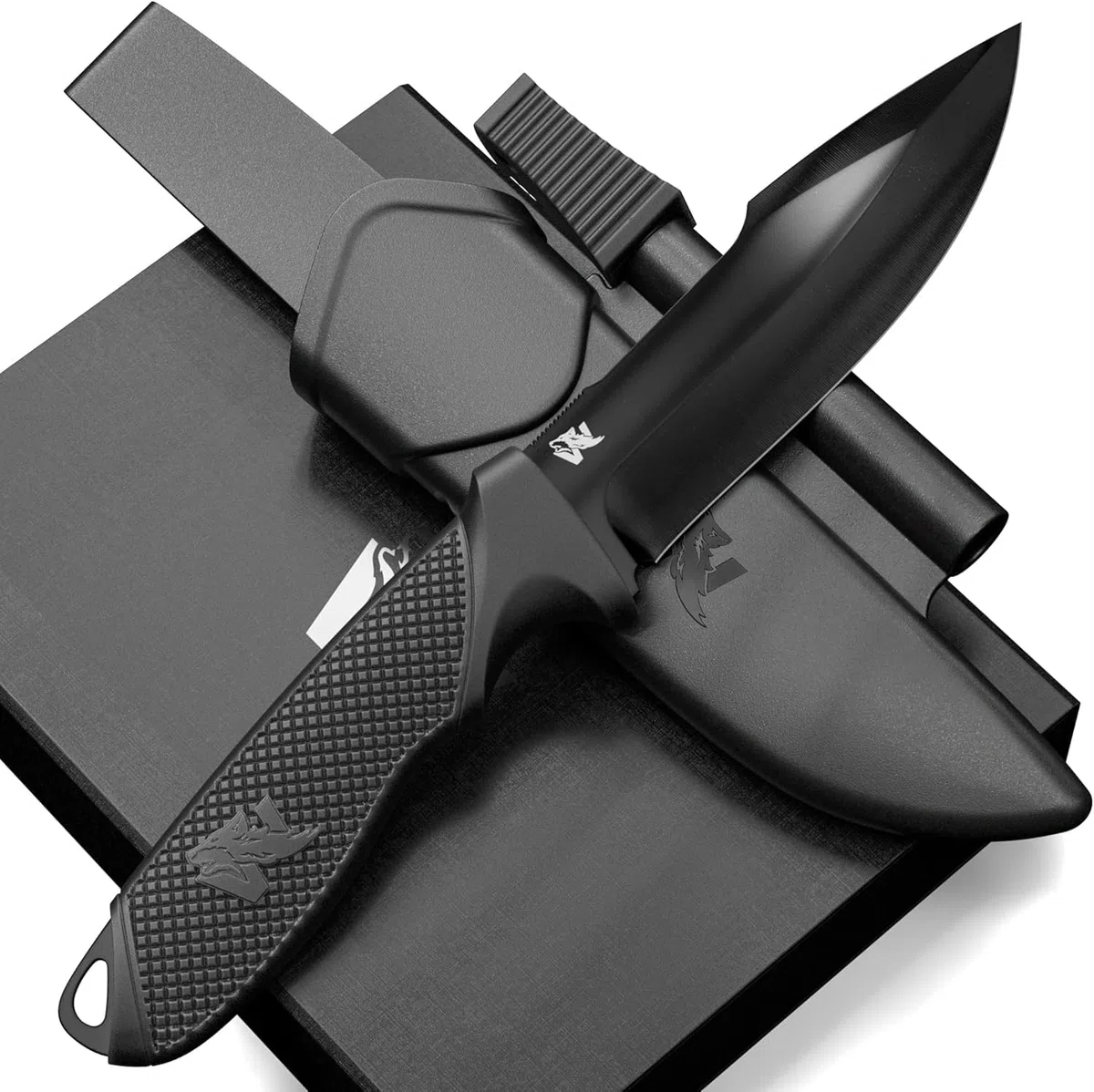 Wolfgangs W-Kids – Couteau de bushcraft Enfant en Acier D2 – Set Outdoor avec étui + Allume-feu – Couteau de Survie pour Enfants – Parfait pour la première Aventure en Plein air