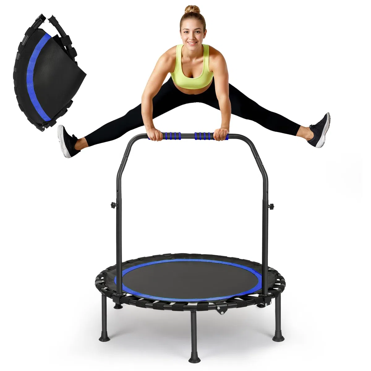 Trampoline d'intérieur de fitness pliable sans installation | Ø 101 cm, mini trampoline | Charge maximale 150 kg | Stable et silencieux pour adultes