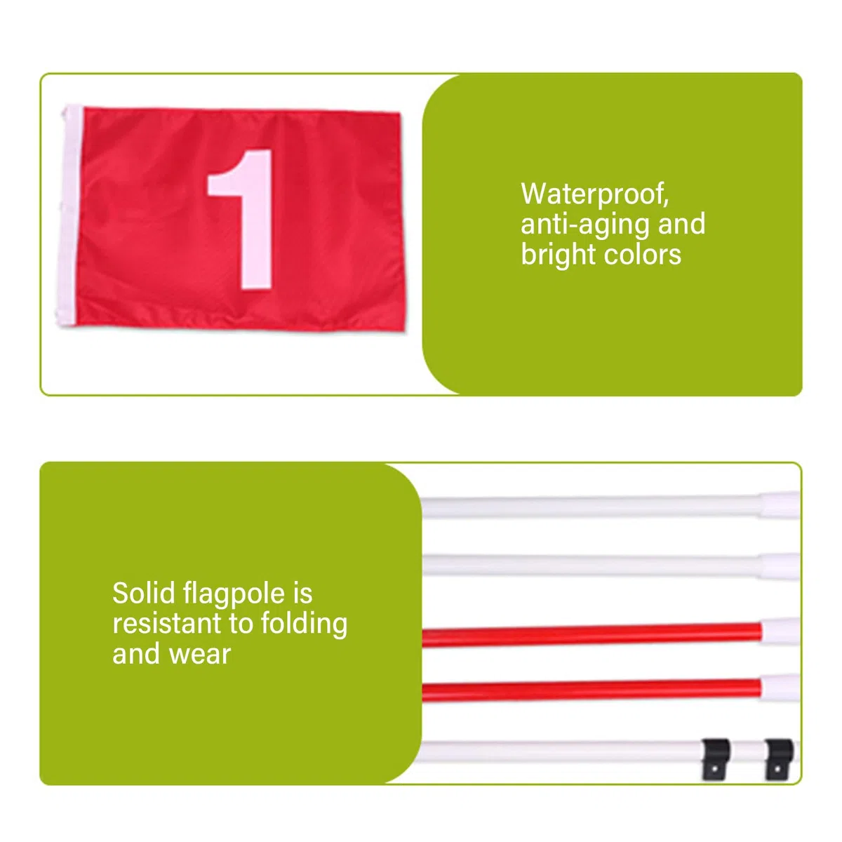 Ensemble de drapeaux de golf avec trou pour putter des drapeaux verts et une tasse de trou portable pour cour et jardin
