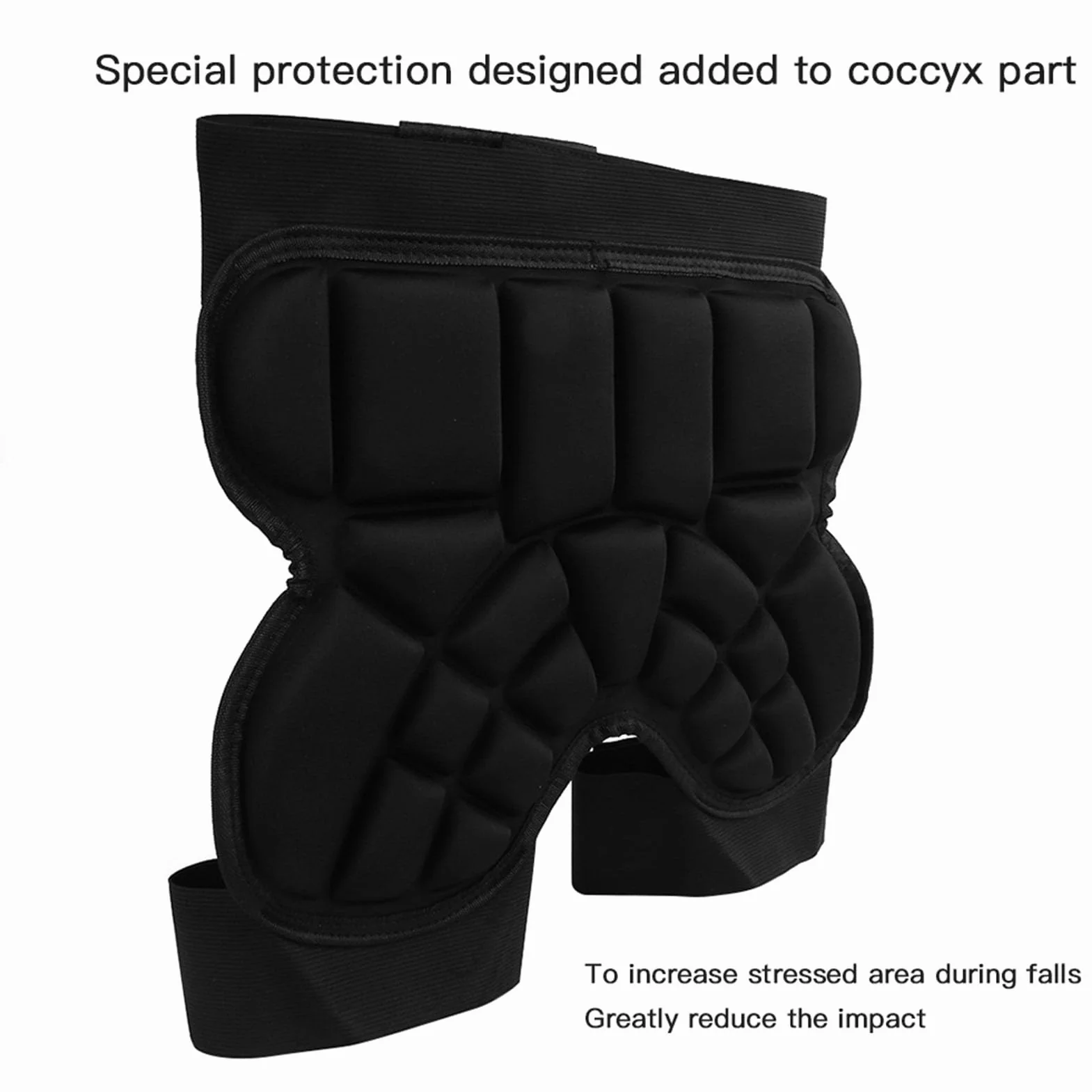 Keenso Protecteur de Hanche pour Enfants, Coussin de Crosse de Patinage à roulettes pour Enfants Protecteur de Hanche de Patinage Anti-Chute Protecteur de Hanche Garde de Sport Noir