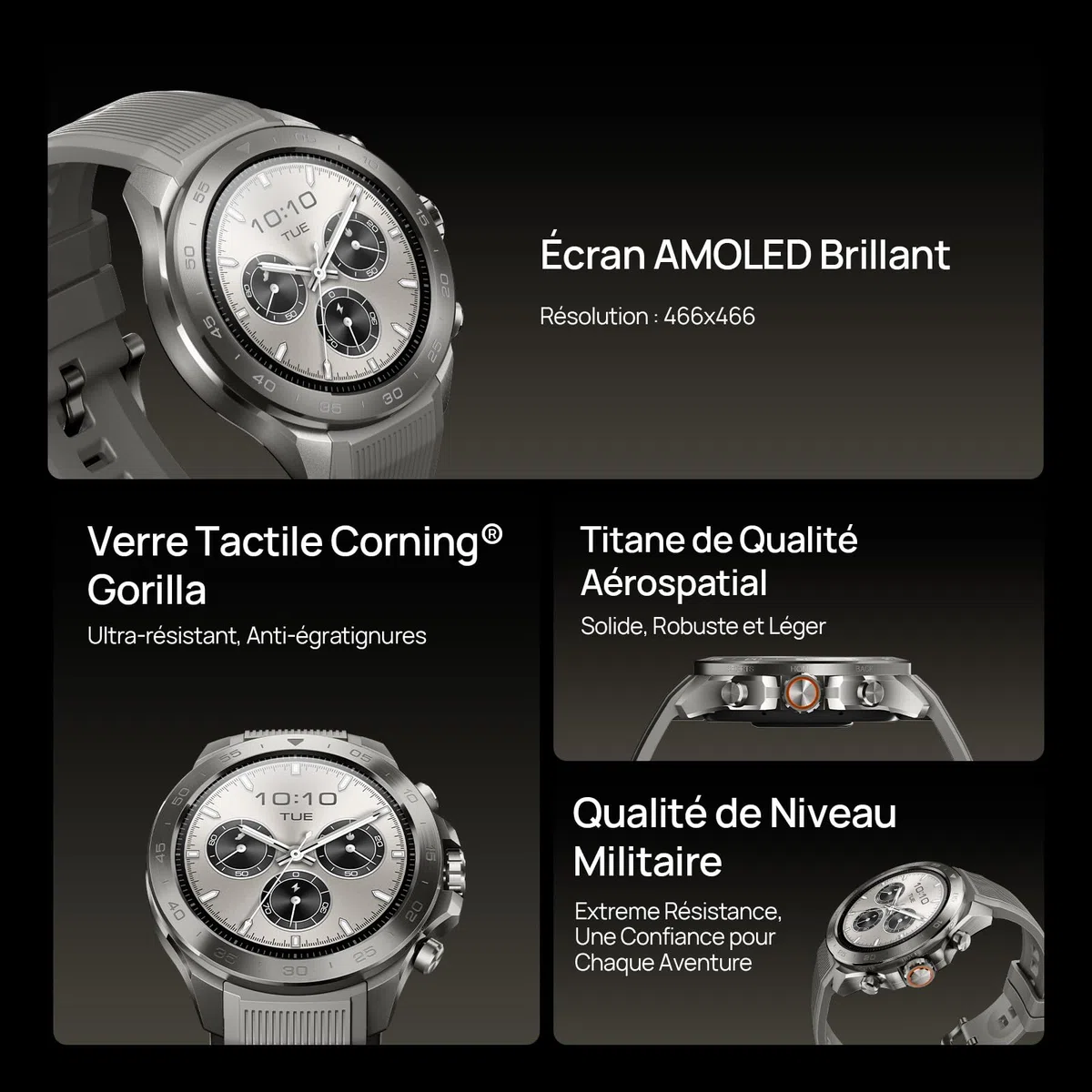 Mibro GS Explorer S Ti Montre GPS d'aventure,boîtier en Titane, Bi-Band GNSS,Carte Hors Ligne, Écran Tactile AMOLED,10 ATM, autonomie 20 Jours, Smartwatch pour la randonnée, l'alpinisme et l'apnée