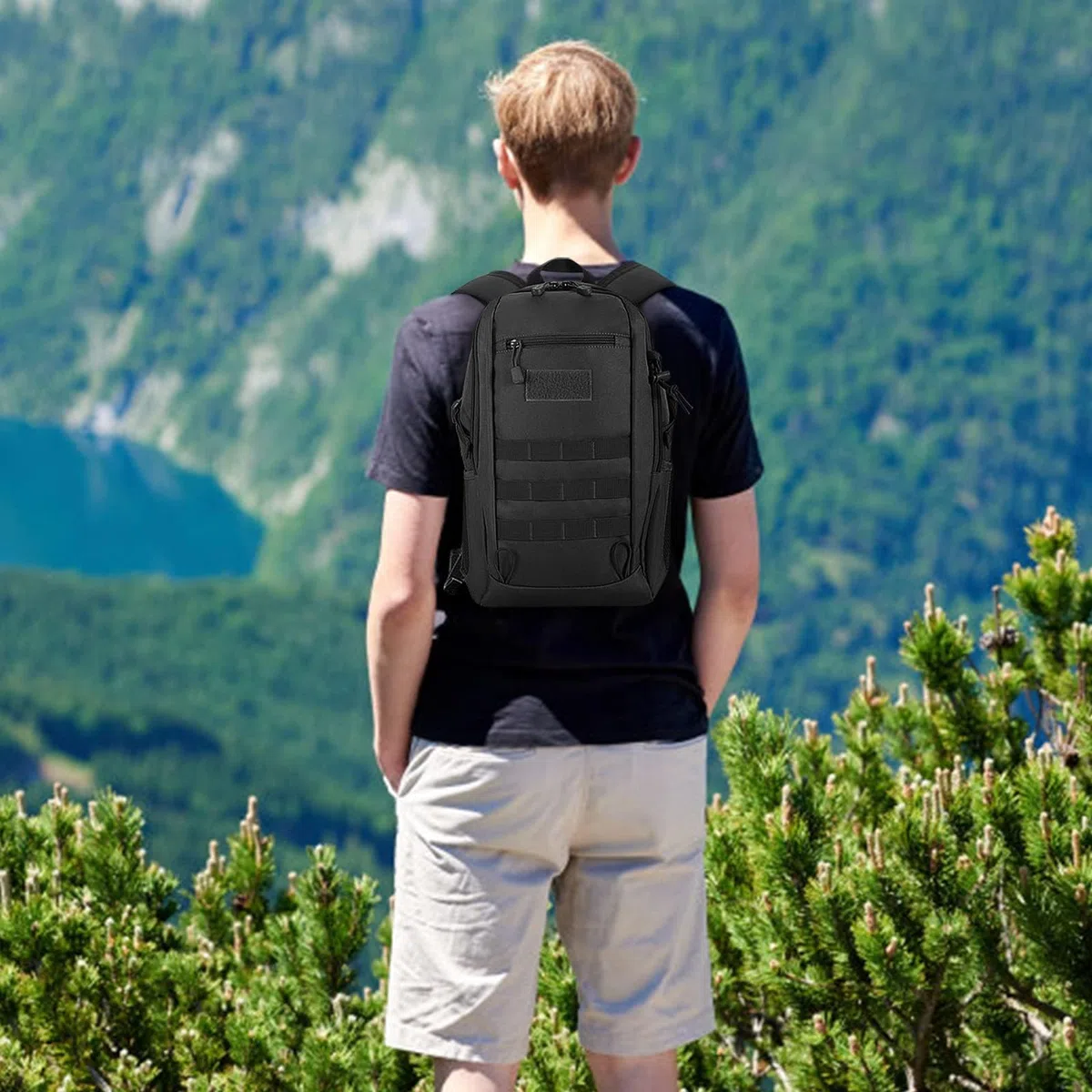 HUNTVP Sac à Dos Petit Cartable Tactique Militaire Molle Sac à Dos de Cours Sac de Multifonction pour Chasse Randonnée Camping Voyage Cyclisme Trekking Scalade 12L/15L/20L/30L