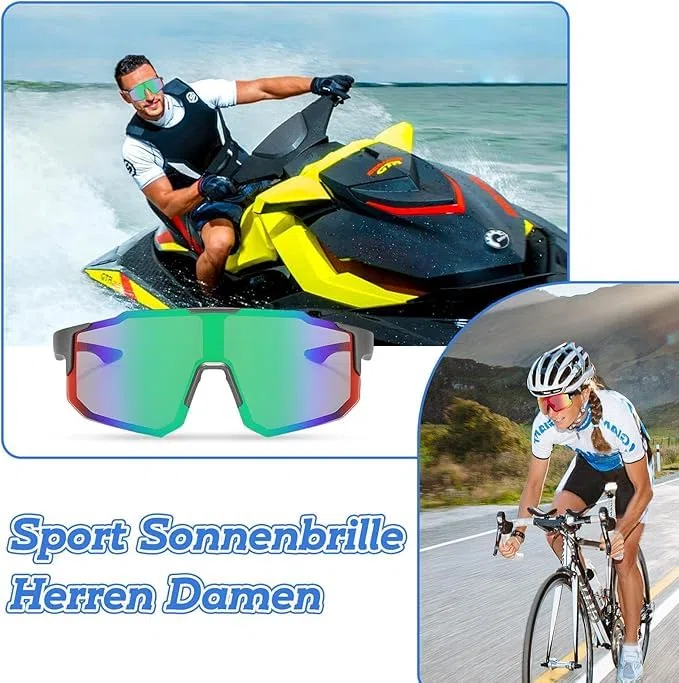 2 Pièces Lunette de Vitesse Homme et Femme Lunette Vitesse UV400 Lunettes Vitesse Homme pour Activités de Plein air Comme Le Cyclisme, La Course L'escalade La Pêche, Bleu + Rouge