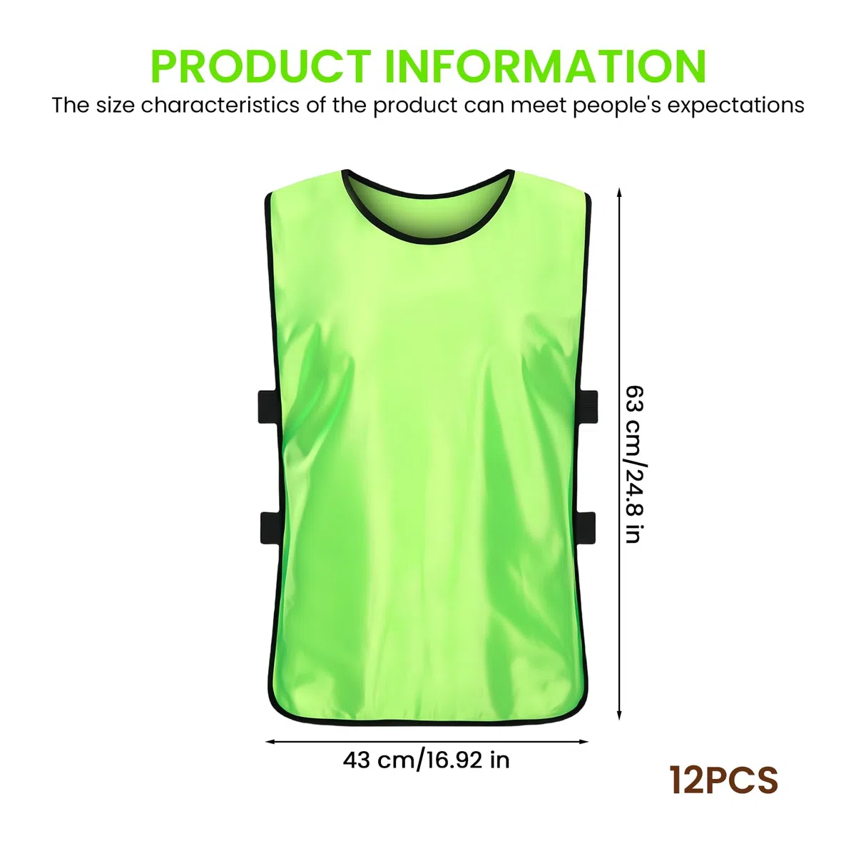 Lot de 12 Gilets de Sport d'Entraînement Chasuble de Football pour Adultes 70x47cm