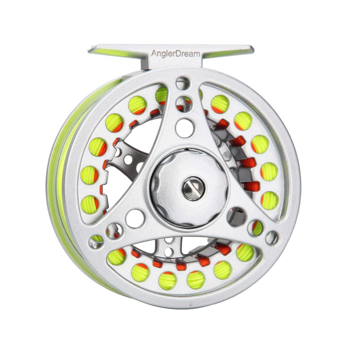 AnglerDream Moulinet de pêche à la Mouche 1, 2, 3, 4, 5, 6, 7, 8WT avec Ensemble de Ligne de pêche à la Mouche en Aluminium (Jaune Fluo, Moulinet à Mouche 3/4WT avec Combo de Ligne)