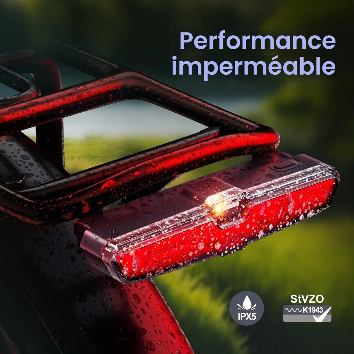 LINGHUANG Feu Arrière de Vélo à LED USB Rechargeable, Étanche IPX5 Feu Arrière de Vélo Brake-Sensing, pour Cyclysme VTT, VTC, Bicyclette