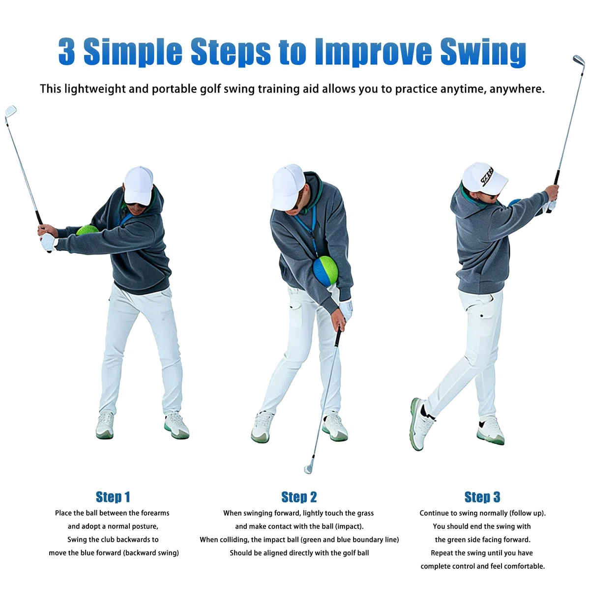 Entraîneur De Swing De Golf, Aide À L'entraînement Au Golf, Balle D'entraînement De Swing De Golf, Corde De Transport Incluse pour Un Transport Facile, Idéal pour Les Débutants