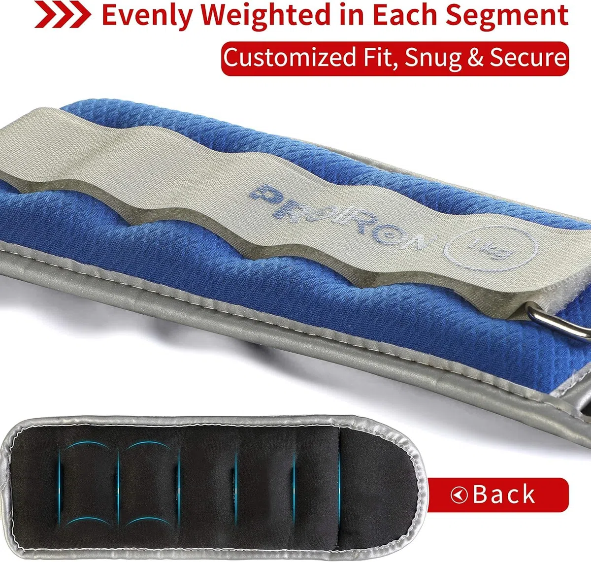 PROIRON Poids de Poignet Poids pour Cheville 2X 0,5kg - 2X 2,0kg Poids réglable à la Cheville pour Remise en Forme, Exercice, Marche, Jogging