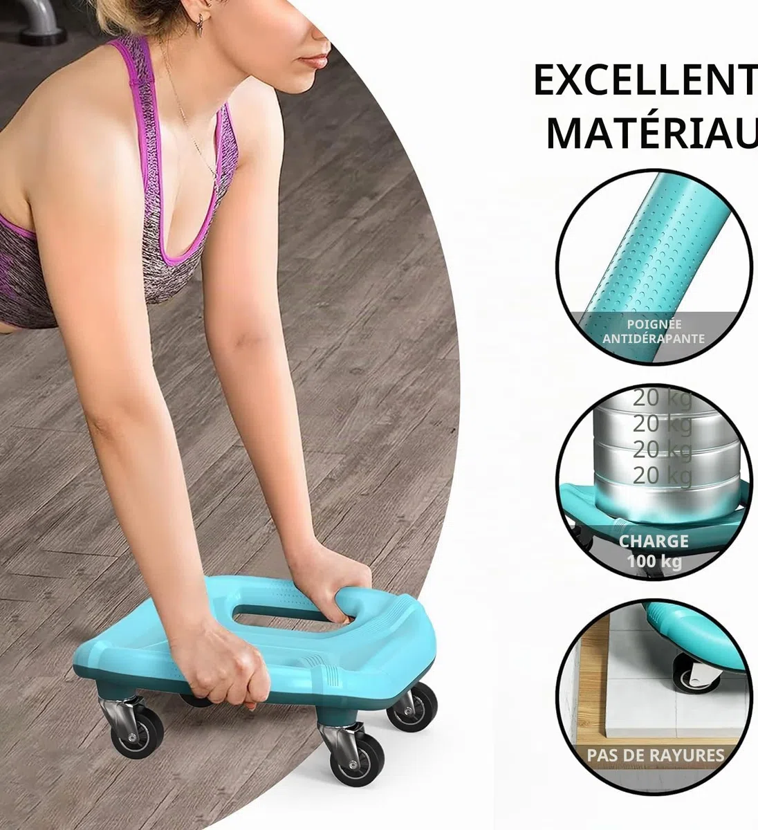 PROIRON AB Wheel Roue des Muscles abdominaux Four-Wheel Roue Fitness pour Les Genoux pour Le Fitness Et l'Entraînement des Abdominaux Muscles De l'Épaule Musles du Bras Muscles des Cuisses