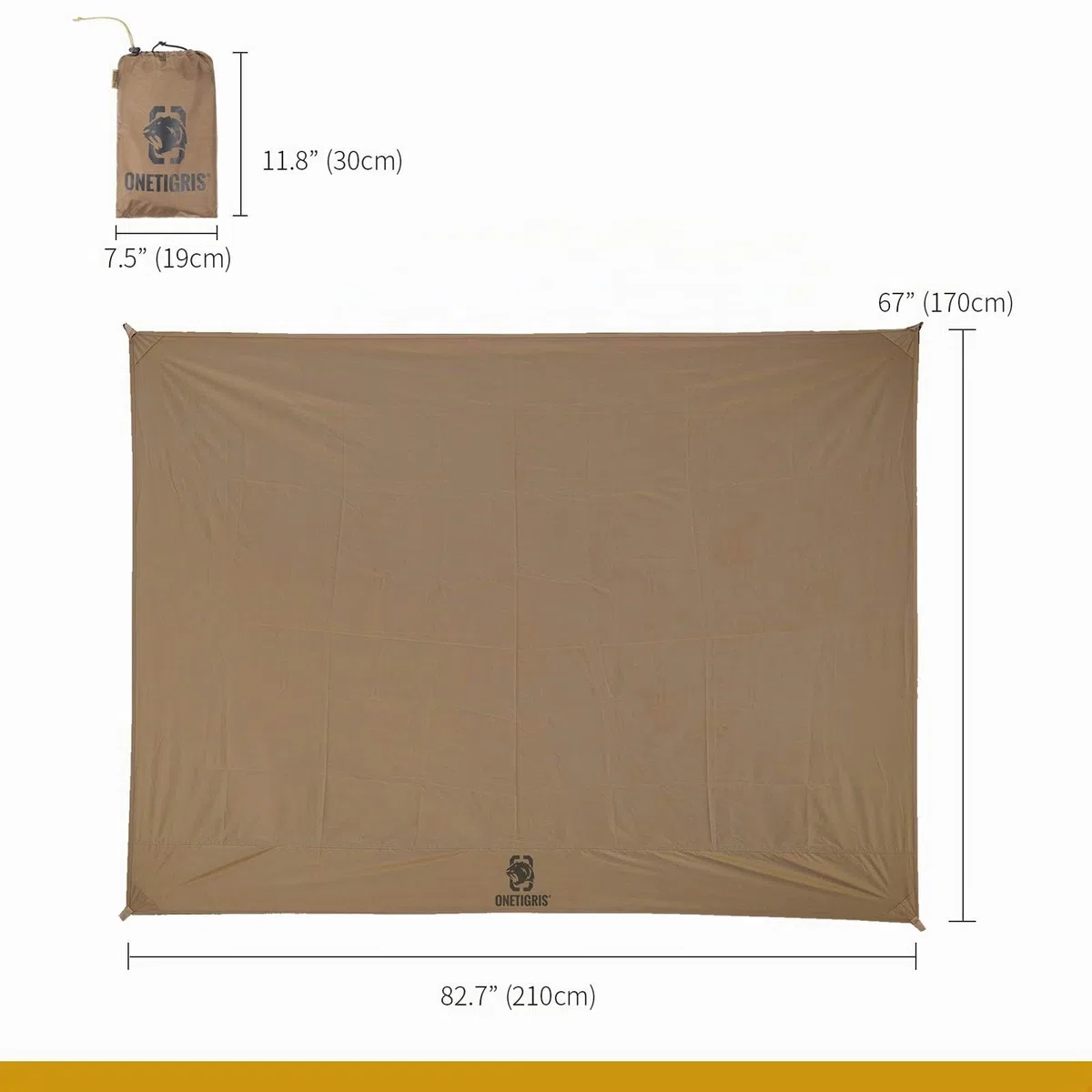 OneTigris Bâche de tente de camping - Multi-usages - Imperméable - Avec sac de transport - Pour camping, randonnée et pique-nique