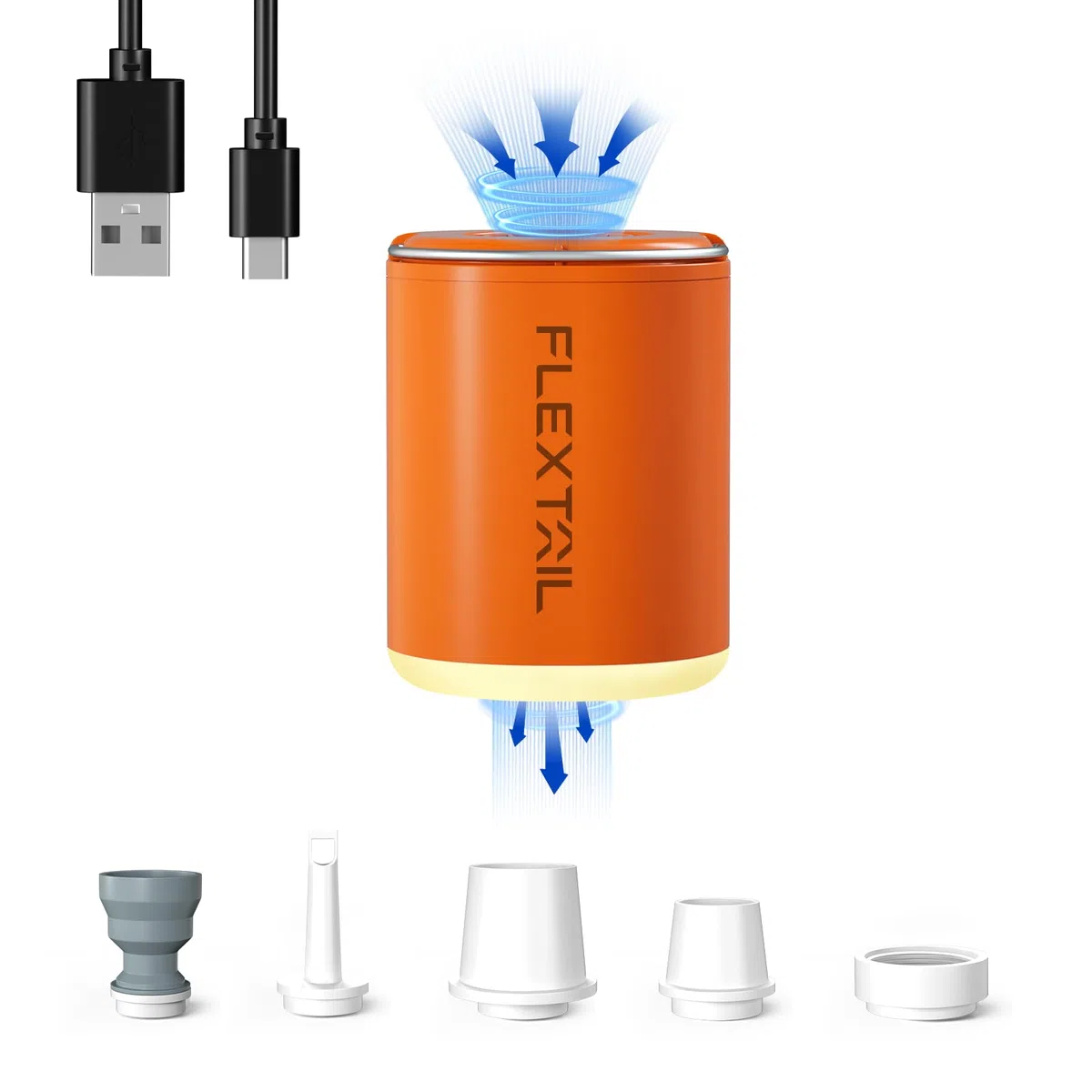 FLEXTAILGEAR TINY PUMP2 X Pompe à air électrique avec batterie de 1300 mAh, mini pompe portable, compacte, rechargeable par USB, pour matelas gonflable, bouée, sac sous vide pour vêtements