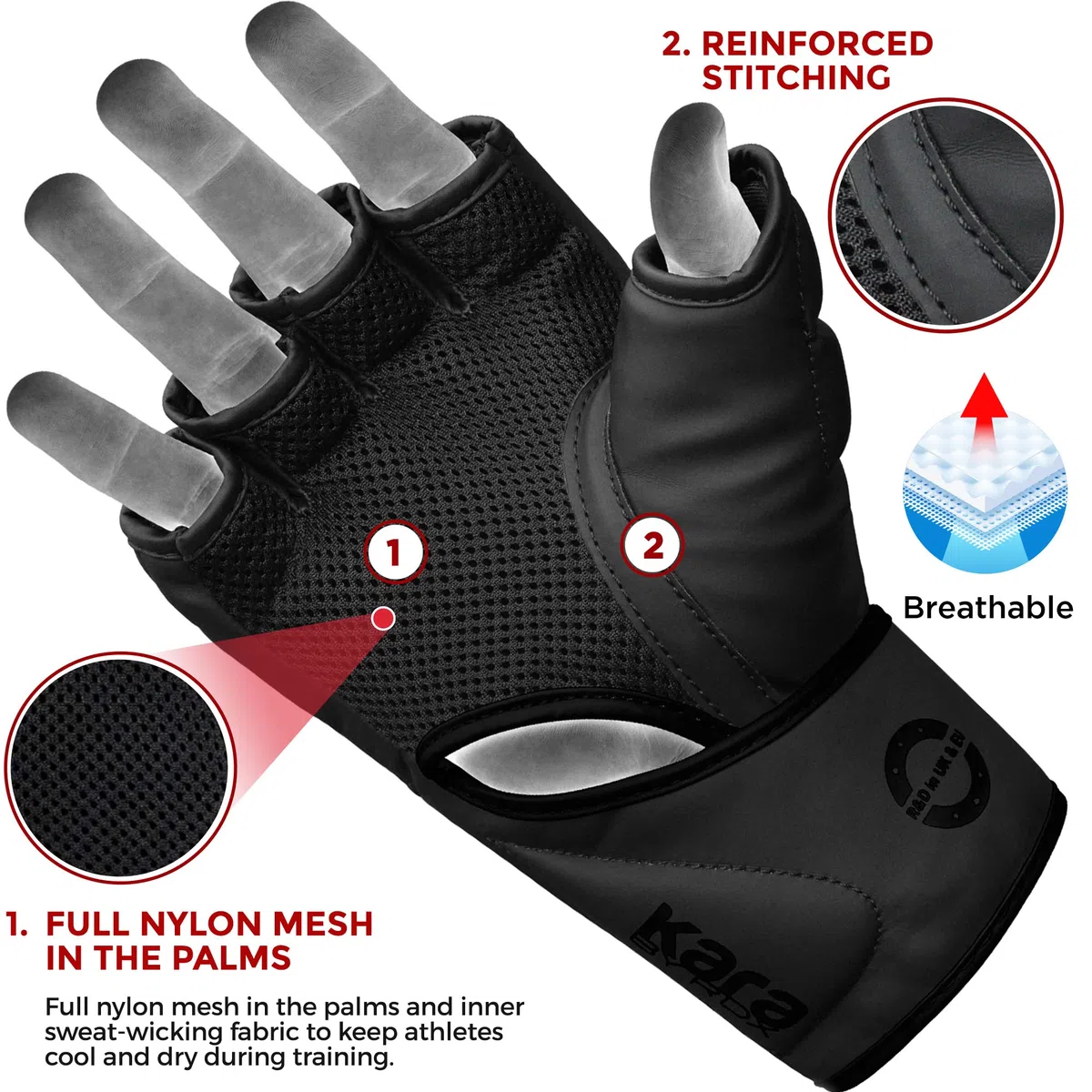 RDX MMA Gants d'entraînement, Maya Hide Cuir, Kara Boxe Mitaines pour Grappling Sparring, Ventilé Paume, Protection Poignet Main, Kickboxing Muay Thaï Arts Martiaux Cage Combat Gloves, Homme Femme