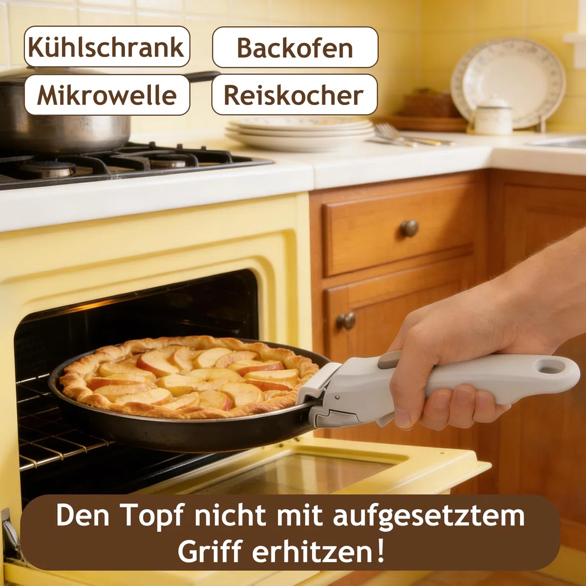 Poignée de poêle amovible - Capacité de charge de 10 kg - Poignées de casserole en bakélite - Montage à encliquetage antidérapant - Remplacement universel pour cuisine, camping-car, camping