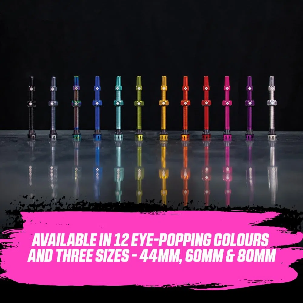Muc-Off Valves Presta Tubeless - 44 mm - Valves de Vélo Anti-Fuite de Qualité Supérieure avec Outil Démonte-Obus de Valve Intégré - Rose