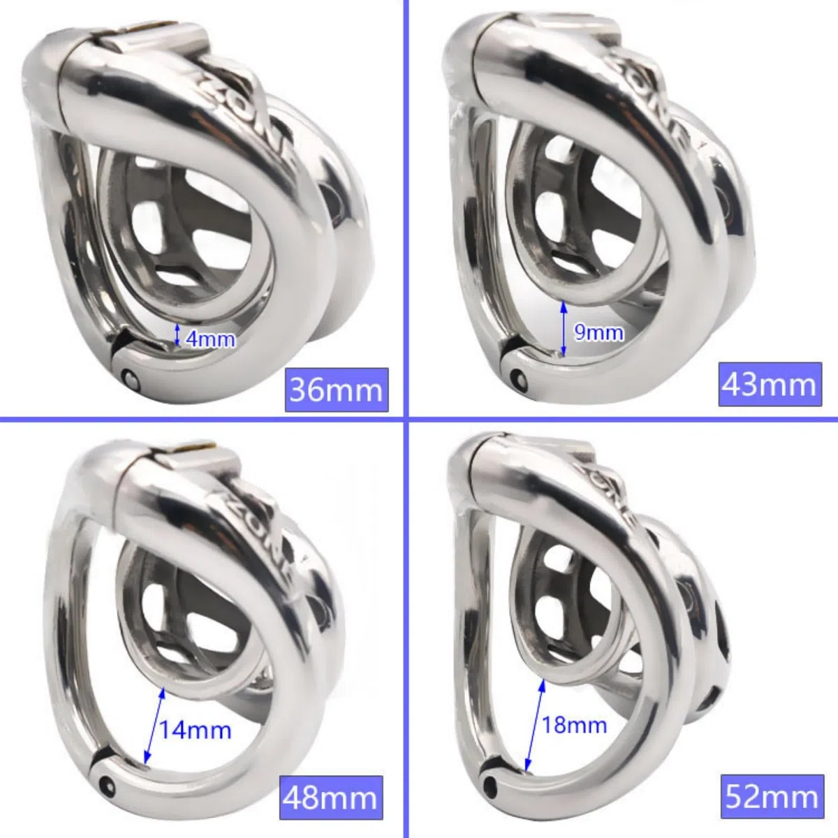 WOLWES Cage de Sport pour Hommes, Acier Inoxydable Multi-Tailles A102 (S, 43mm)