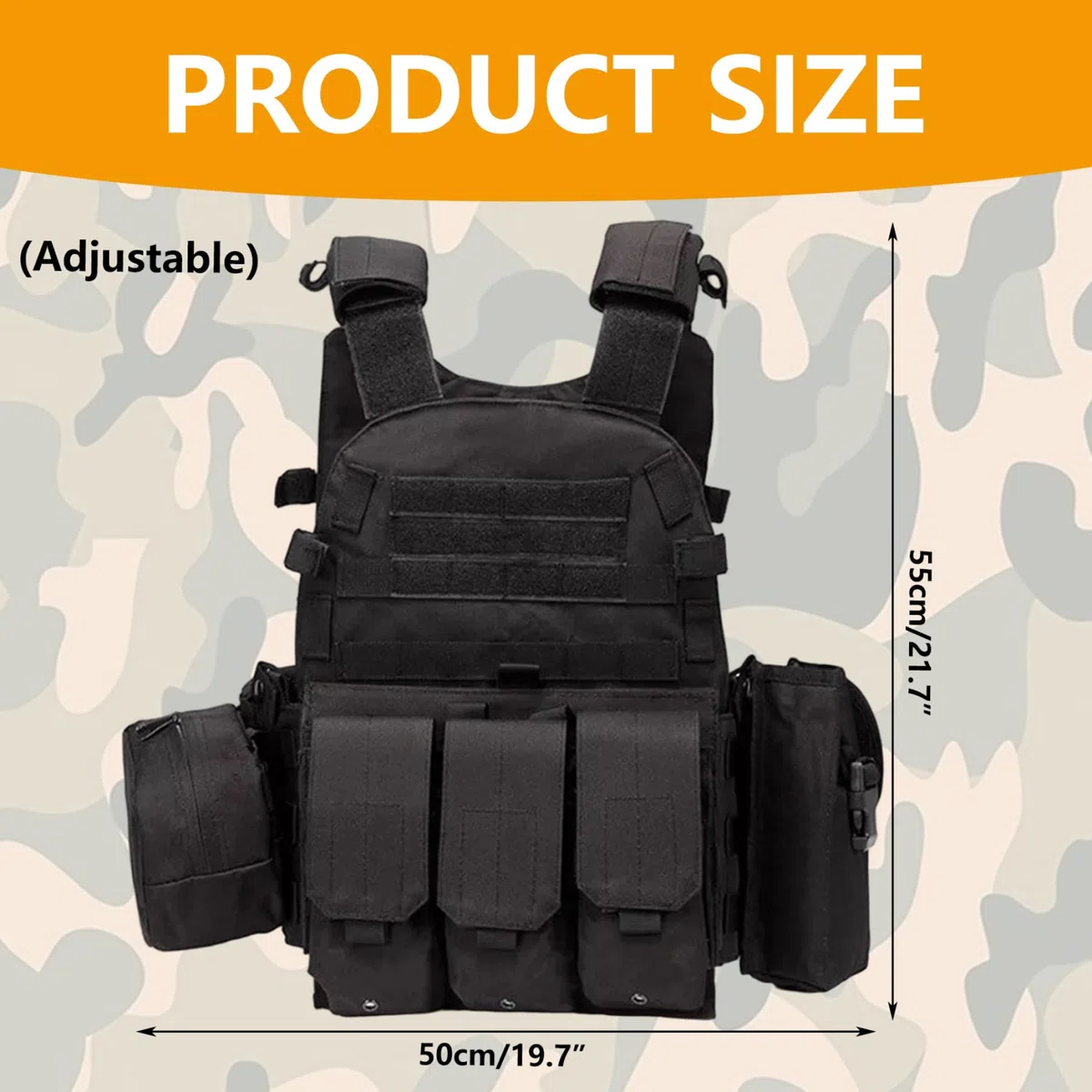 Gilet Airsoft, Porte-Plaque Molle Multifonctionnel-Gilet Respirant réglable pour l'extérieur, l'entraînement et la sécurité