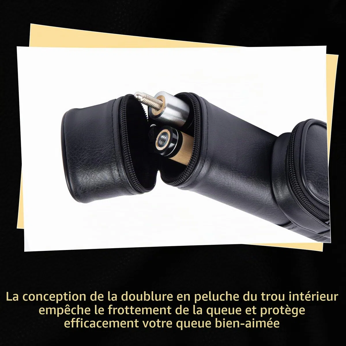 Mallette de queue de billard, 2 trous avec poche extérieure et sangle réglable, 1 boîte rigide pour baguettes de billard