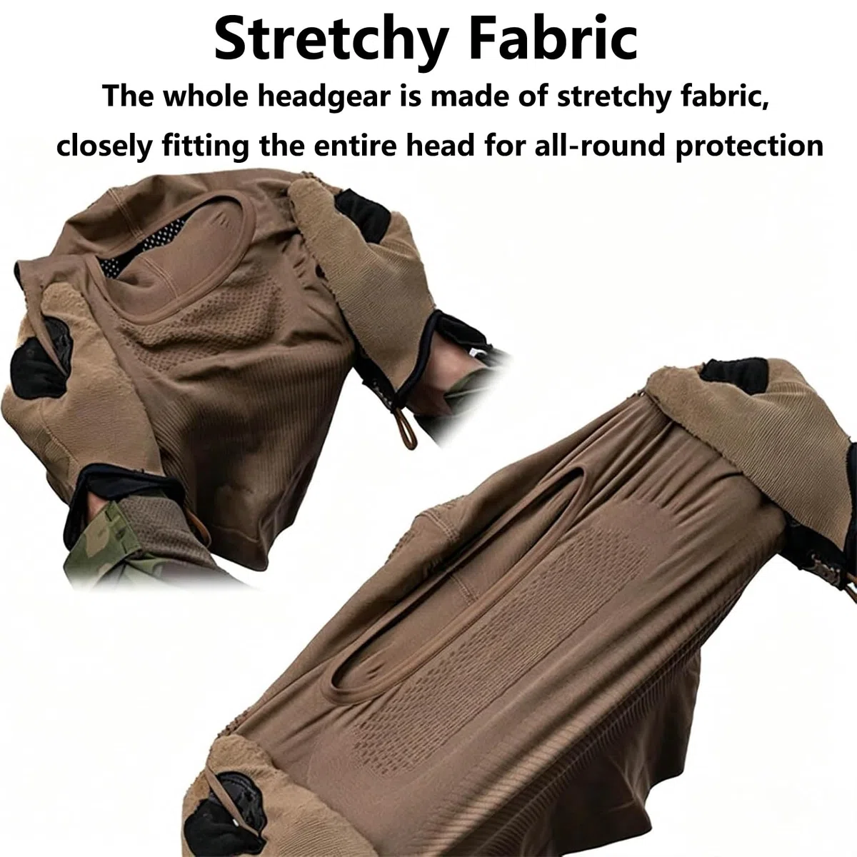 Cagoule Airsoft avec Grille Métallique Amovible pour Le Bas du Visage, Cagoule Respirante 2 en 1 pour Paintball et Plein air Brown