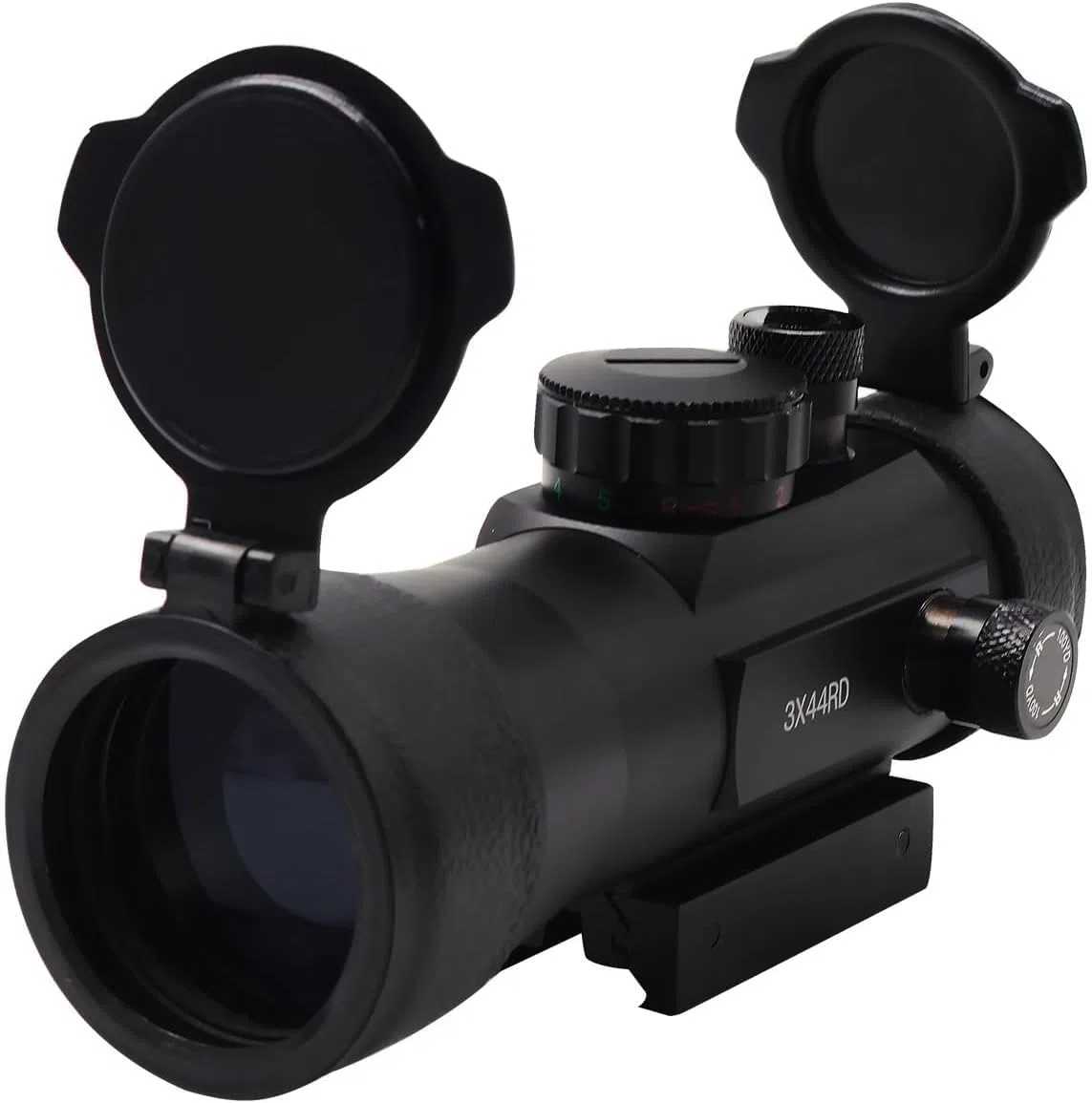 Lunette Point Rouge 3x44, monoculaire d'extérieur entièrement en métal, réglable manuellement, avec Couvercle Rabattable, Accessoires pour Fusil de Chasse Slingshot