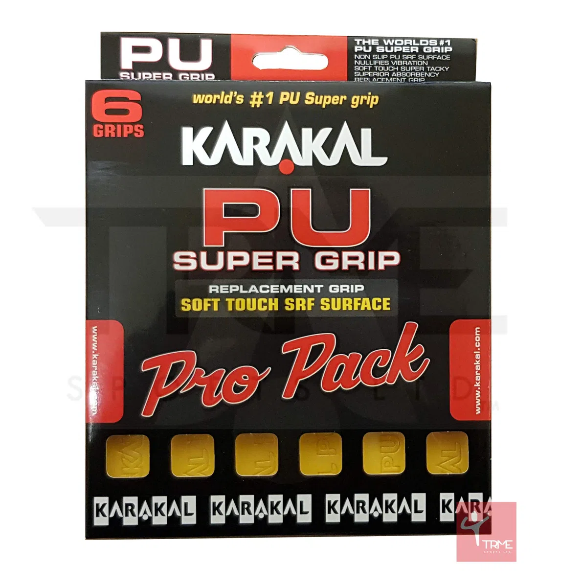 Karakal PU Super Grips Jaune (lot de 6)
