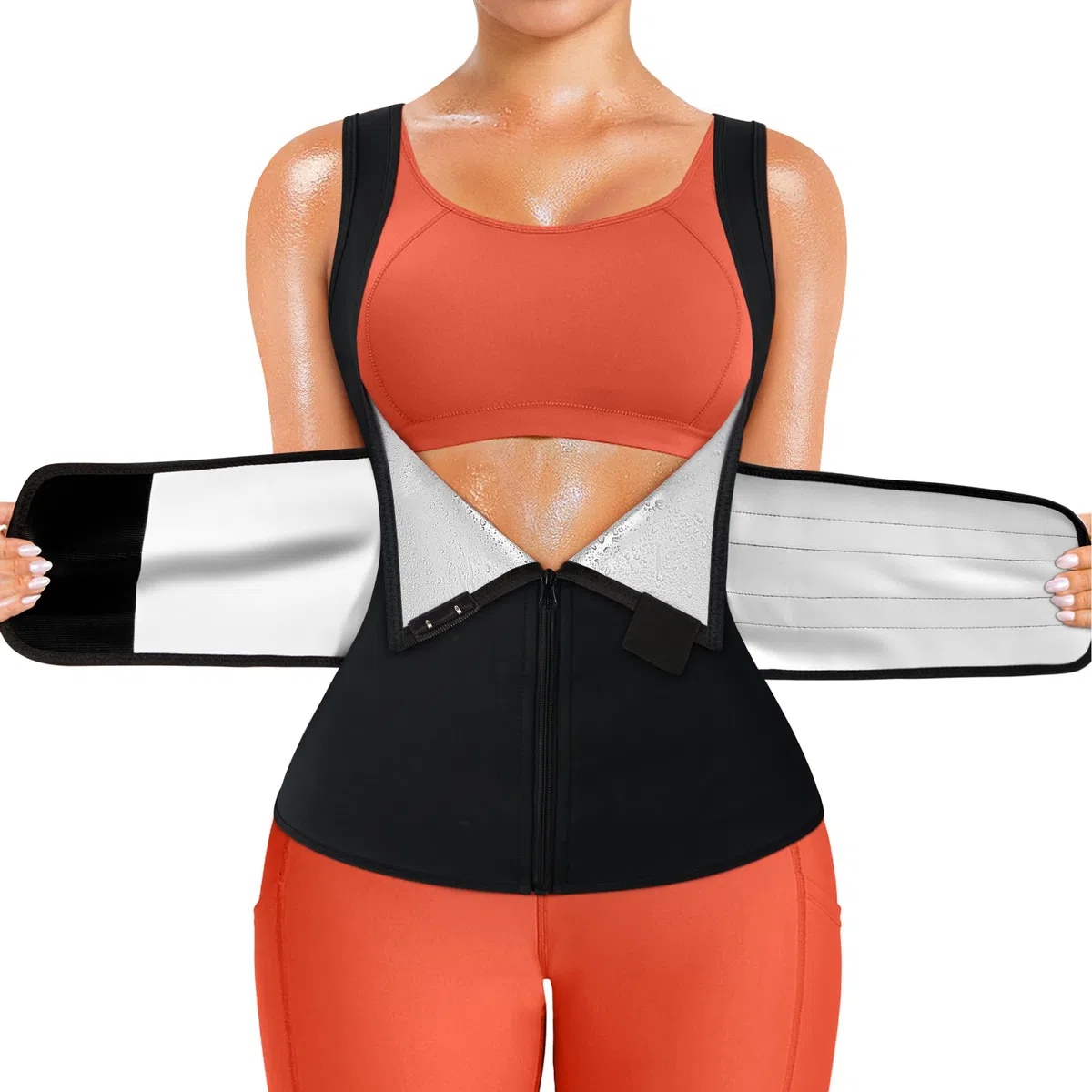 KUMAYES Ceinture de Sudation Femme Serre Taille Cincher Corset Abdominale Ajustable Gaine Ventre Plat Corset de Sport