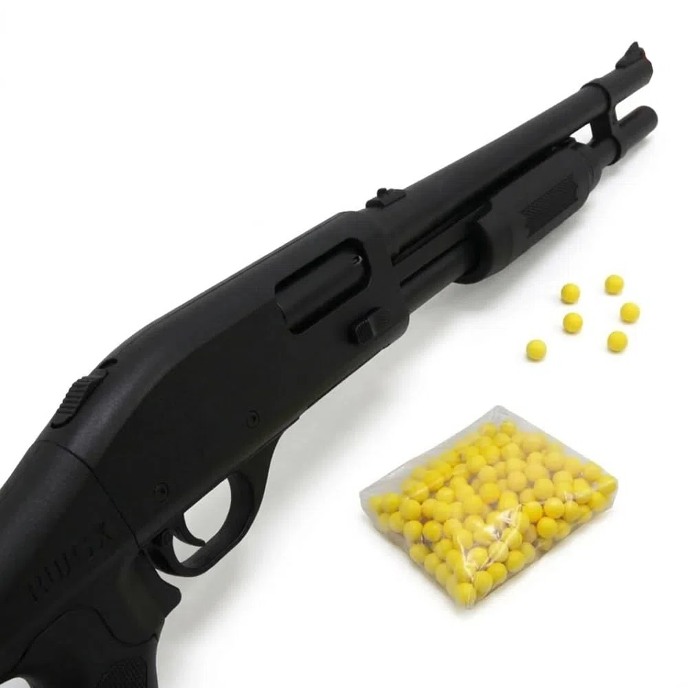 Airsoft Réplique de Fusil à Pompe à Billes 57 cm, 0,38 Joule, Tir Coup par Coup, 18 Billes