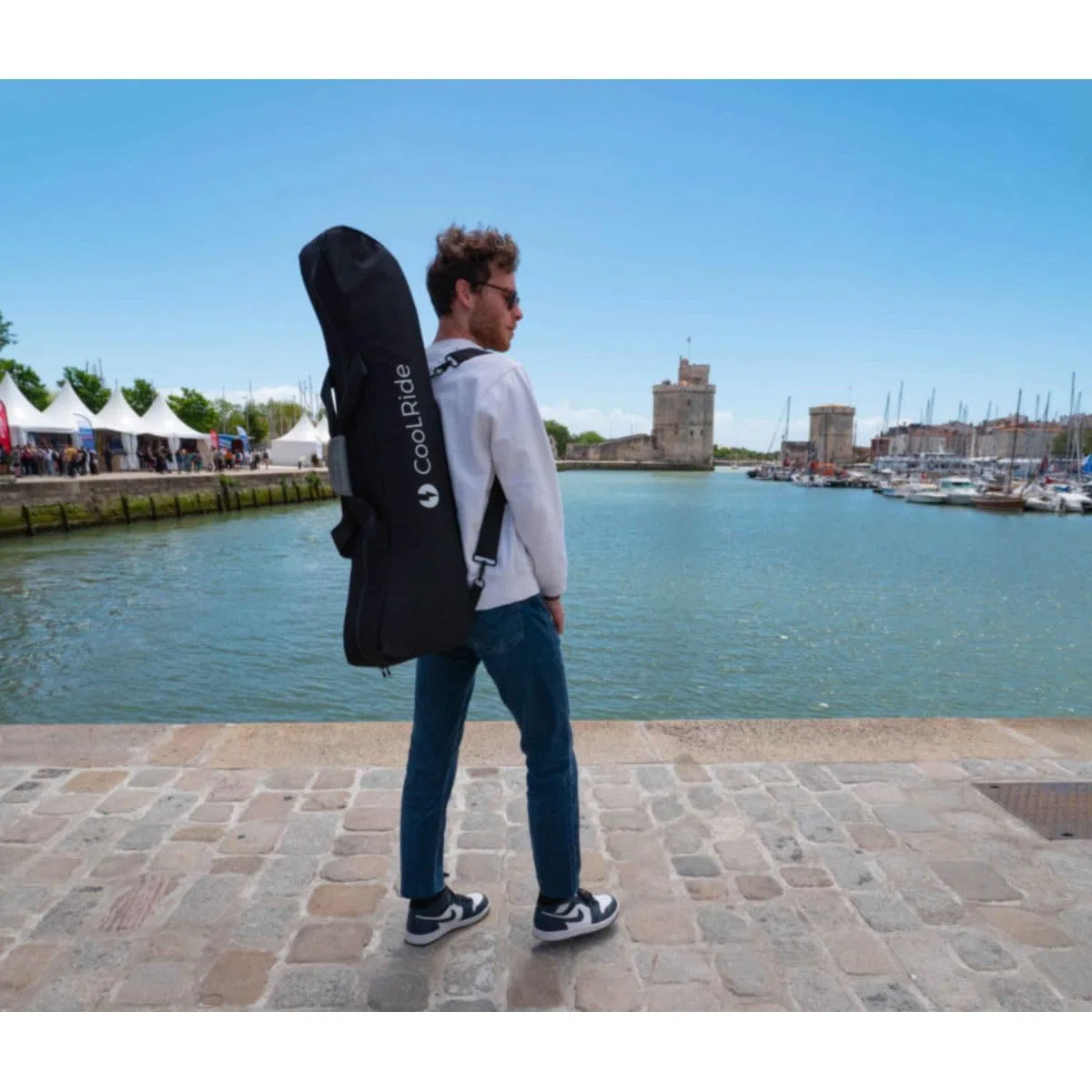 Cool Ride - Sac de Transport Trottinette - Housse Pliable Compatible Trotinettes Adultes - Polyester Résistant, Bretelles Réglables, Poche Latérale, Fermeture Étanche, Protection Renforcée - 20 kg