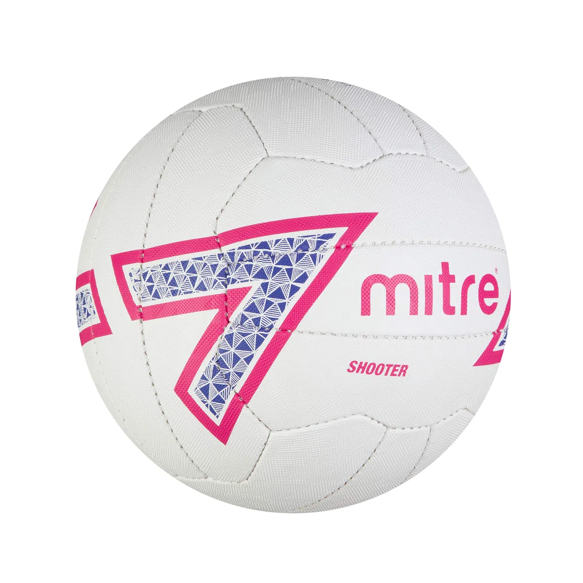 Mitre Shooter Match Ballon de Netball | Excellente Prise en Main | Modèle résistant, Blanc/Cabaret/Violet/Noir