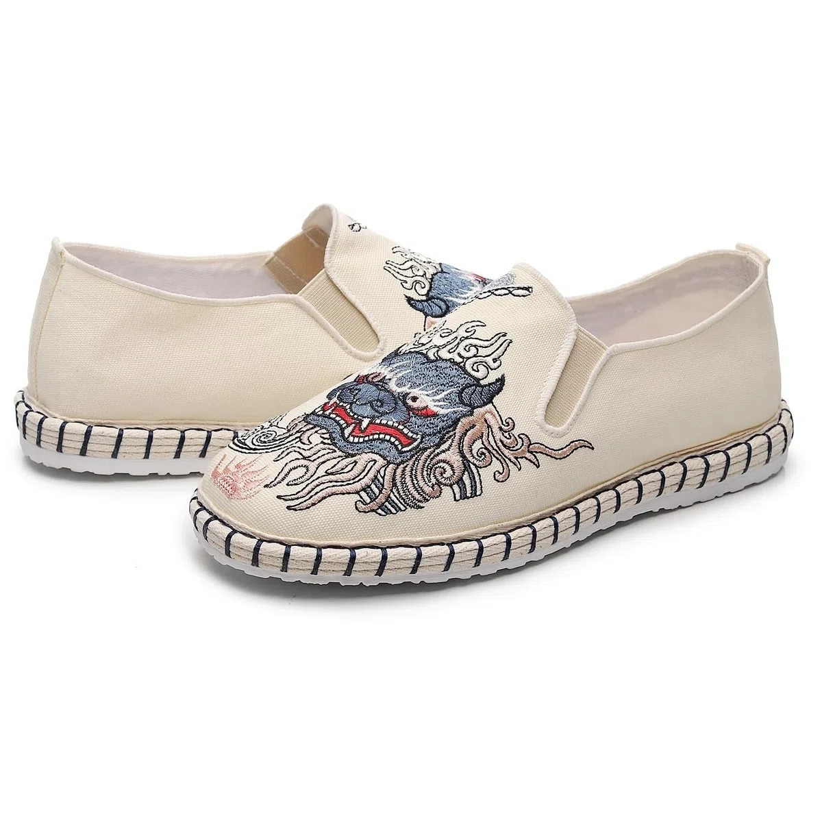 Chaussures Traditionnelles Chinoises De Vieux Pékin Pour Hommes Et Femmes, Chaussures Brodées Exquises, Chaussures De Kung Fu Tai Chi, Équipement De Protection Des Pieds Pour Arts Martiaux(White,42 EU