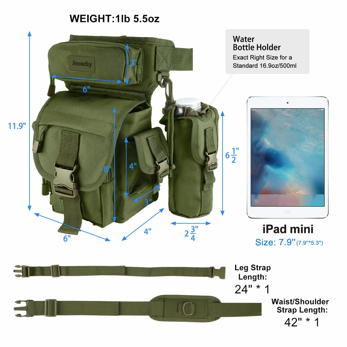 Jueachy Sac de Jambe Polyvalente - Sacoche de Cuisse Pêche Banane Molle Tactique Militaire, Sac Banane Multifonctionnel Imperméable pour Extérieur Moto Voyage Chasse Randonnée Escalade - Sac à Outils