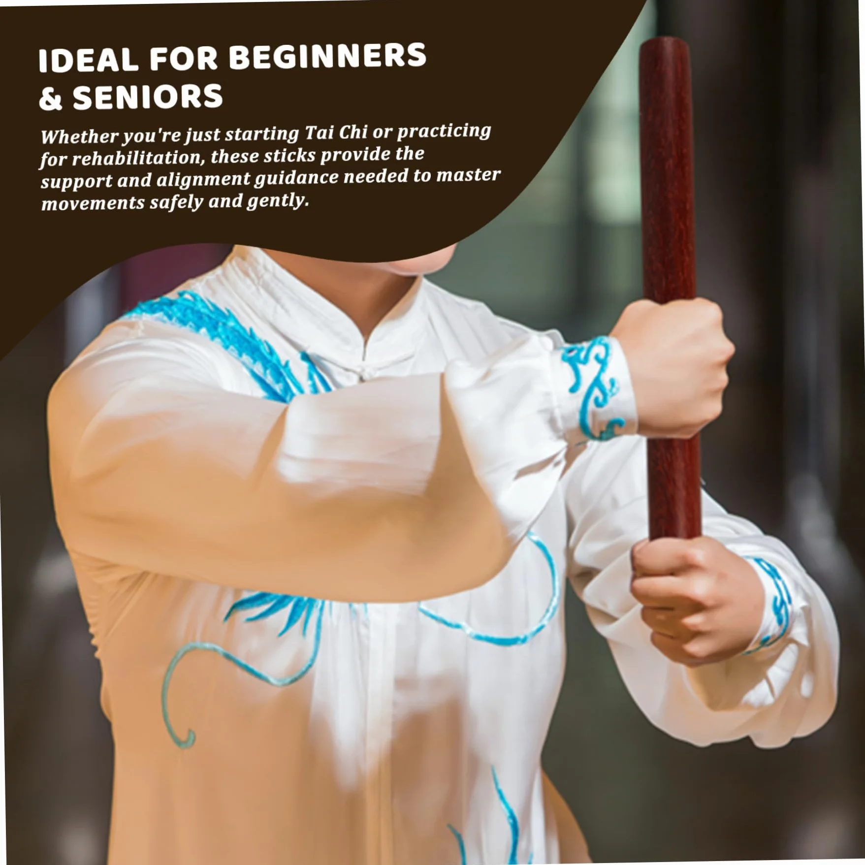 Bâtons de Tai Chi pour débutants, règle de Tai Chi en Bois 15, 8x1, 4 Pouces, Outils Pratique pour Les Arts Martiaux, Le Fitness et la rééducation Physique