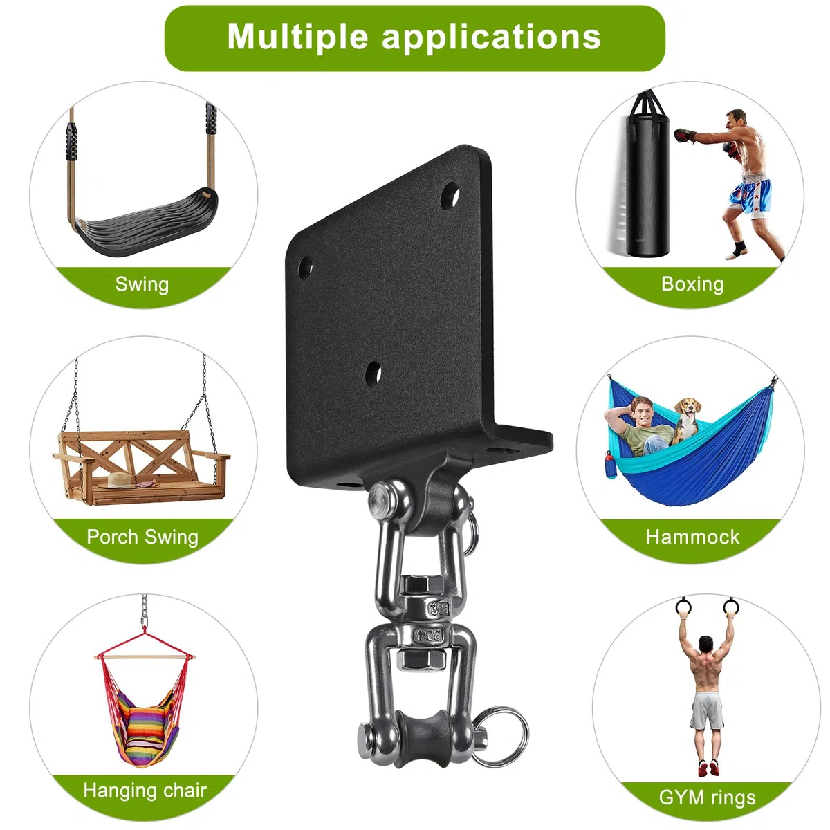 BeneLabel Support de Sac de Frappe, Fixation Poutre pour Sac de Boxe Suspension Crochet Lourd pour Accélérer l'exercice Entraînement Muay Thai Balançoire Hamac, 1000lbs