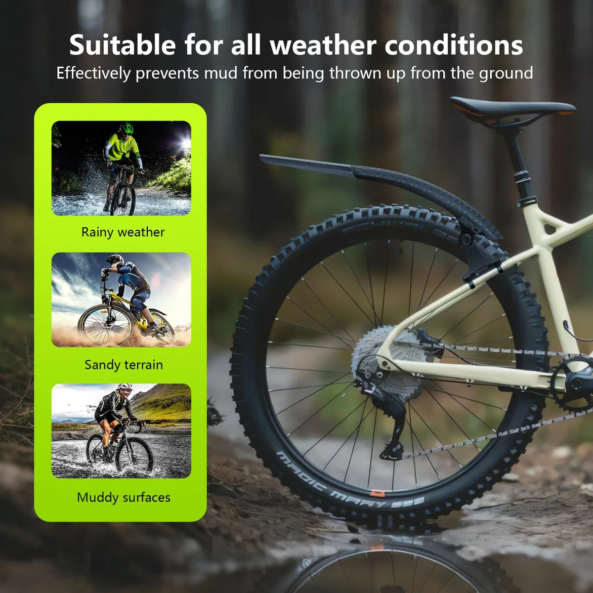 auvstar Garde Boue VTT,Garde Boue Velo Route Avant et Arrière,Ensemble de Garde Boue de vélo,Protection Contre Les Eclaboussures et la Saleté,Convient pour Les Roues de 26/27.5/29 Pouces