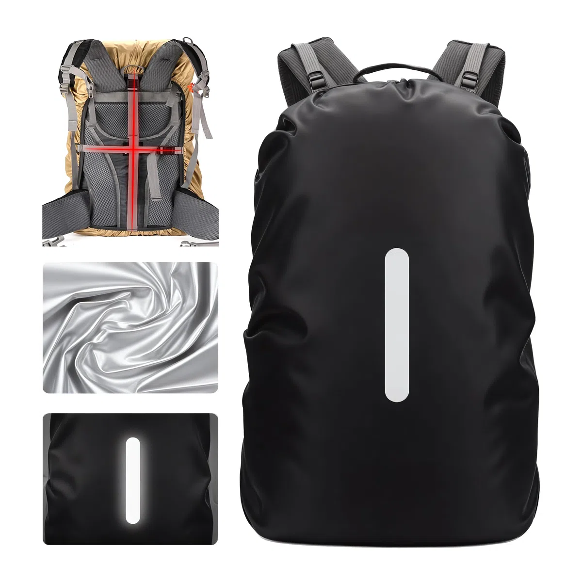 Lammcou Protection Sac à Dos Pluie et cartables, Housse imperméable Backpack Rain Cover avec réflecteurs & Sangles croisées antidérapantes pour randonnée, Camping & Cyclisme