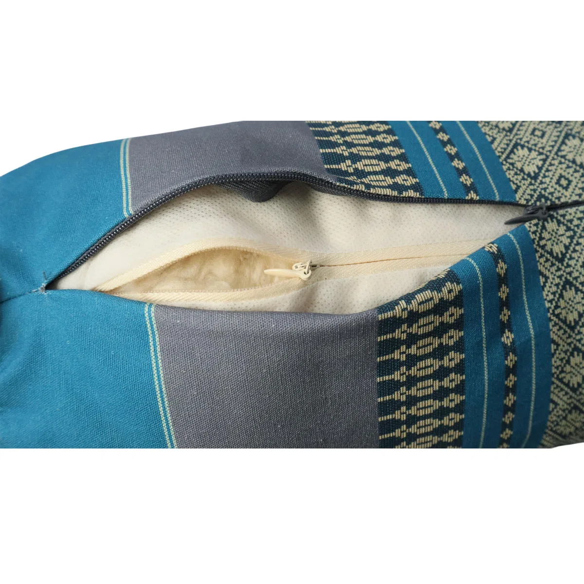 VLFit Coussin de Yoga Série Eco | Rouleau Avec Kapok Haute Densité 100% Naturel | Housse Lavable en Coton Bio | Pour Yoga Restaurable | 50cm x 15cm x 15cm