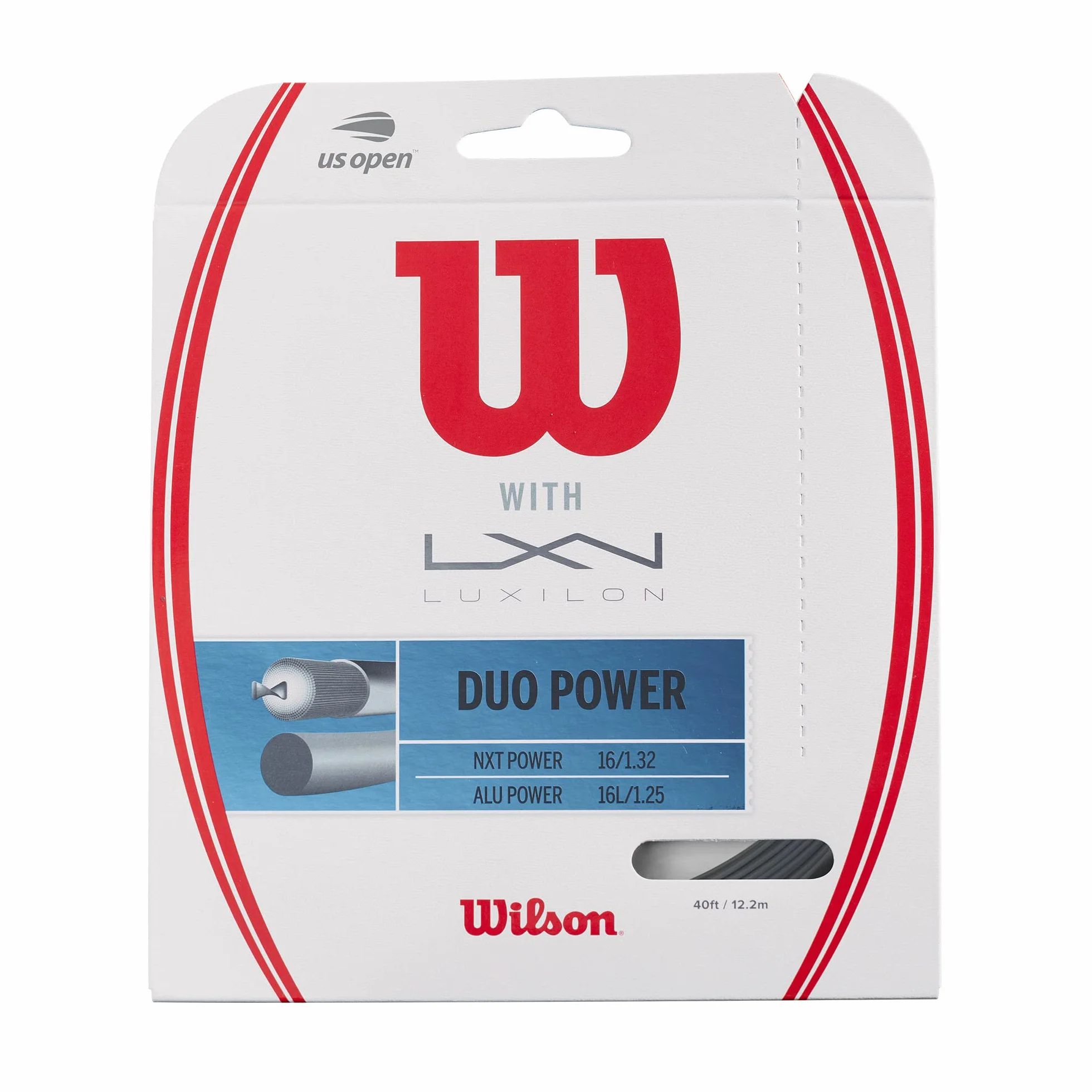 WILSON Cordages de Raquettes/Luxilon, Duo Feel, Rouleau de 12,2 mètres, Cordage Hybride Entre Element Luxilon et NXT, Couleur Bronze/Neutre, Unisexe, WRZ949721