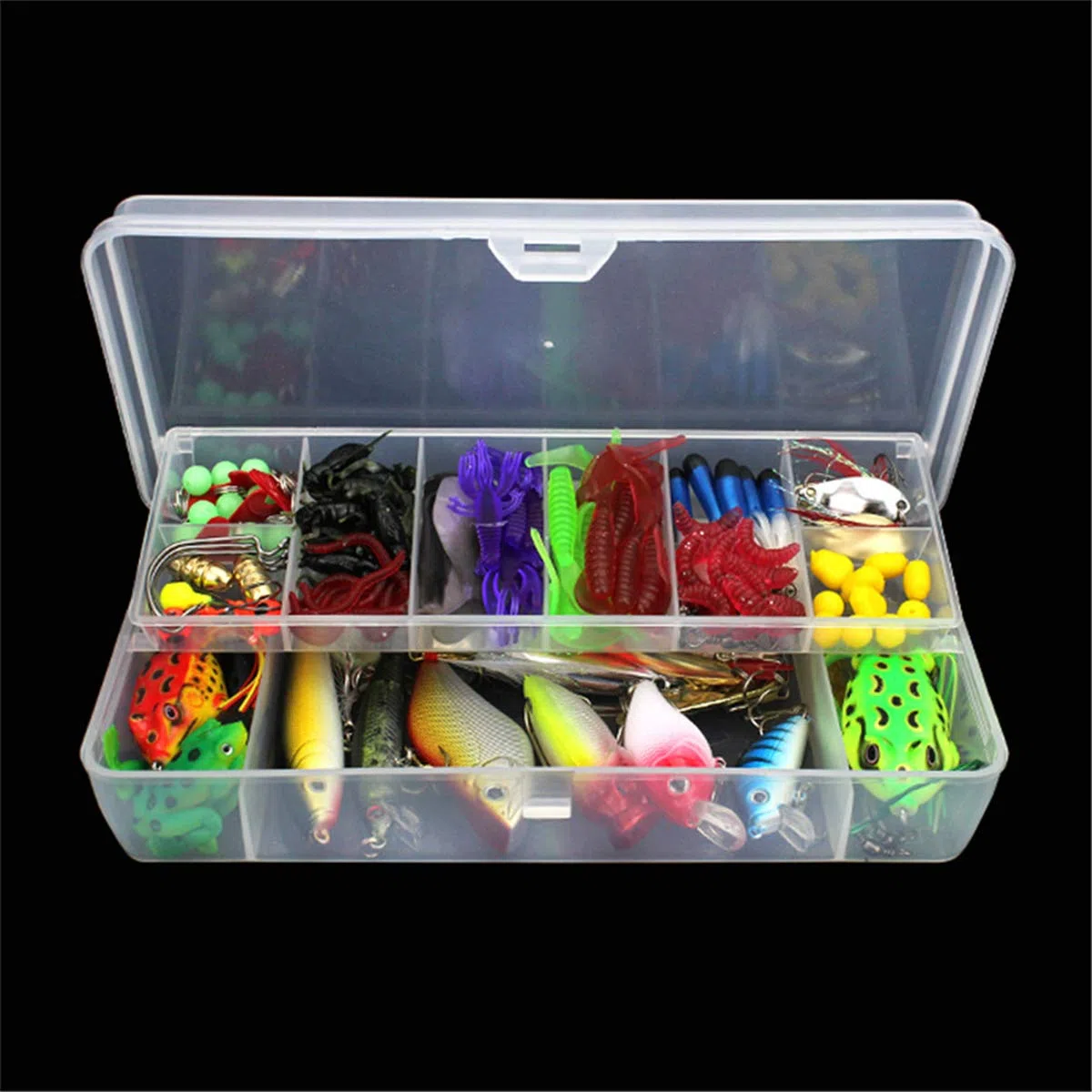 Leurres de pêche Kit avec Boîte à Outils Portable, RoseFlower 141 Pièces Flottante Set Appât de Pêche Hameçons Basse Accessoires Avec Spinnerbaits, Plastique vers, Minnow, Grenouille Appât - Baits Kit
