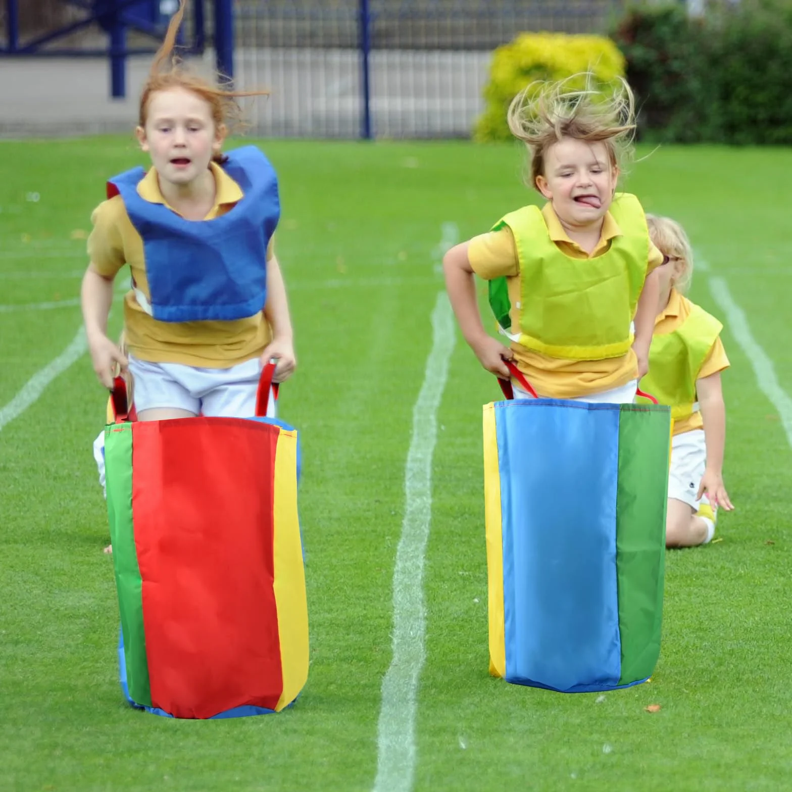 4 Pièces Sac à Pommes de Terre pour Adultes et Enfants, Sacs de Saut Colorés à Double Couche, Course de Sac pour Activités Familiales Anniversaire Fête Pique-Nique, 50x70cm