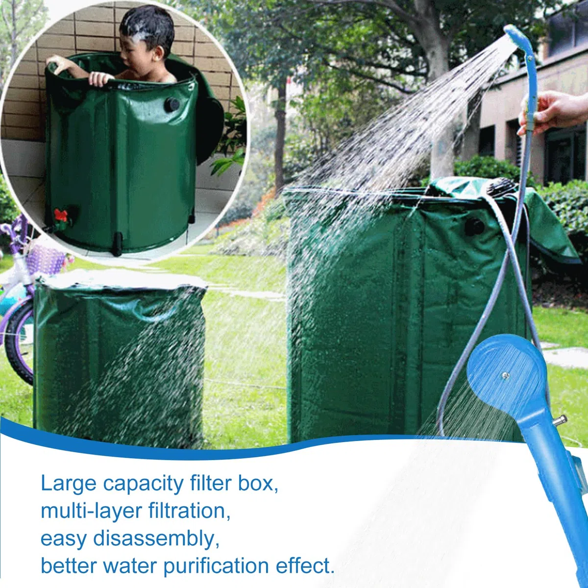 GOMETY Douche de camping portable - Douche d'extérieur 12 V - Douche extérieure portable avec tuyau - Douche de camping avec pompe - Douche de camping avec pompe - Portable pour jardin, voyage, lavage