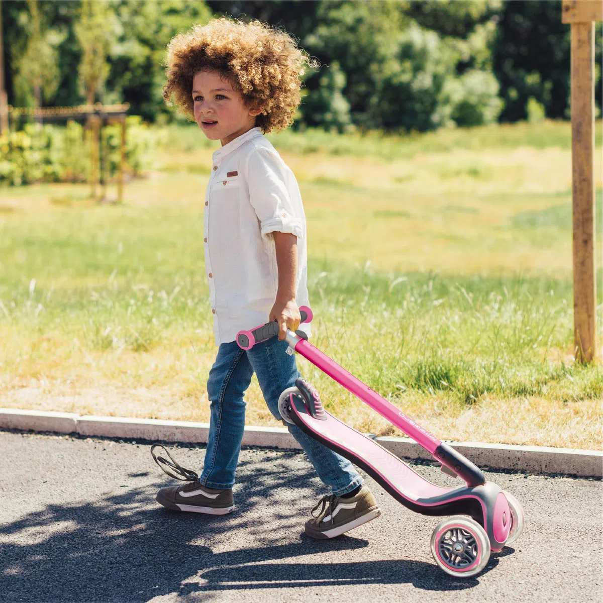Globber - ELITE DELUXE LIGHTS - Trottinette pliable, lumineuse à 3 roues pour les enfants âgés de 3 à 6 ans +