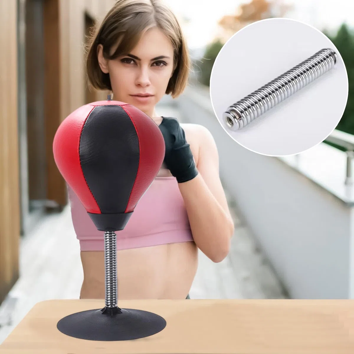 Stress Punching Bag, Desk Boxing Punch Ball with Suction Cup, Heavy Duty Stress Relief Boxing Bag with Pump, for Kids, Teenagers, Adults, Fun Stress-Relieving Office Desk Tool, Portable Punching Ball