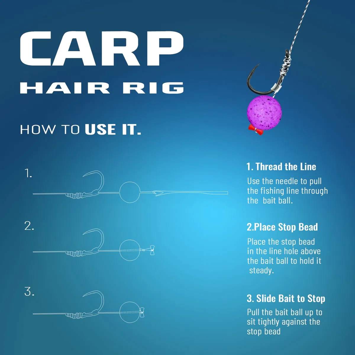 Narcissus Carp Fishing Hair Rigs – 24Pcs Carp Fishing Equipment, 24cm Braided Line Bait Rigs with Hooks and Boilie Stops
