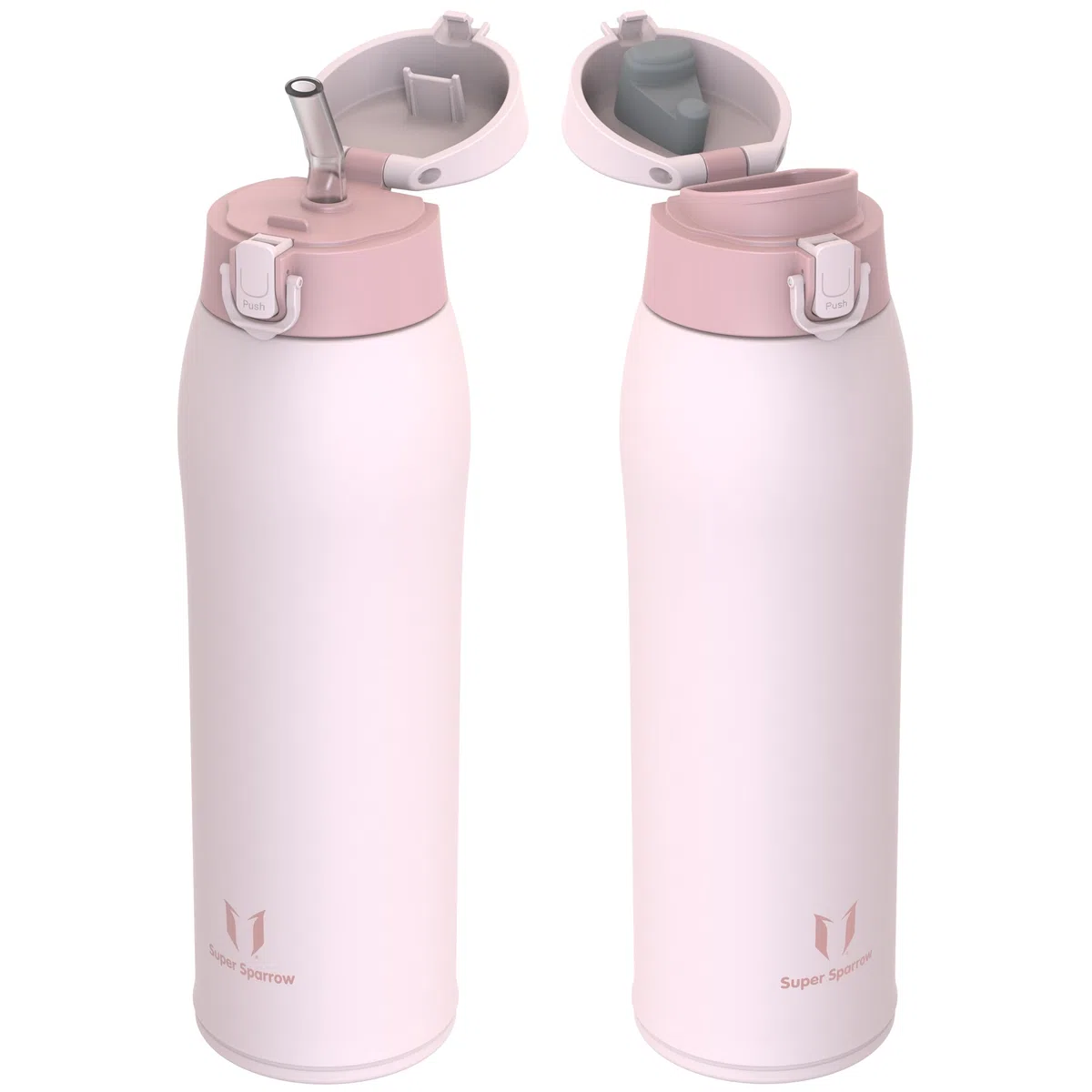 Super Sparrow Gourde Isotherme - INOX Bouteille Isotherme - 950ml - Mug Isotherme Étanche - Gourde Enfant sans BPA - Comprend 2 Couvercles avec Paille et Couvercle Sport