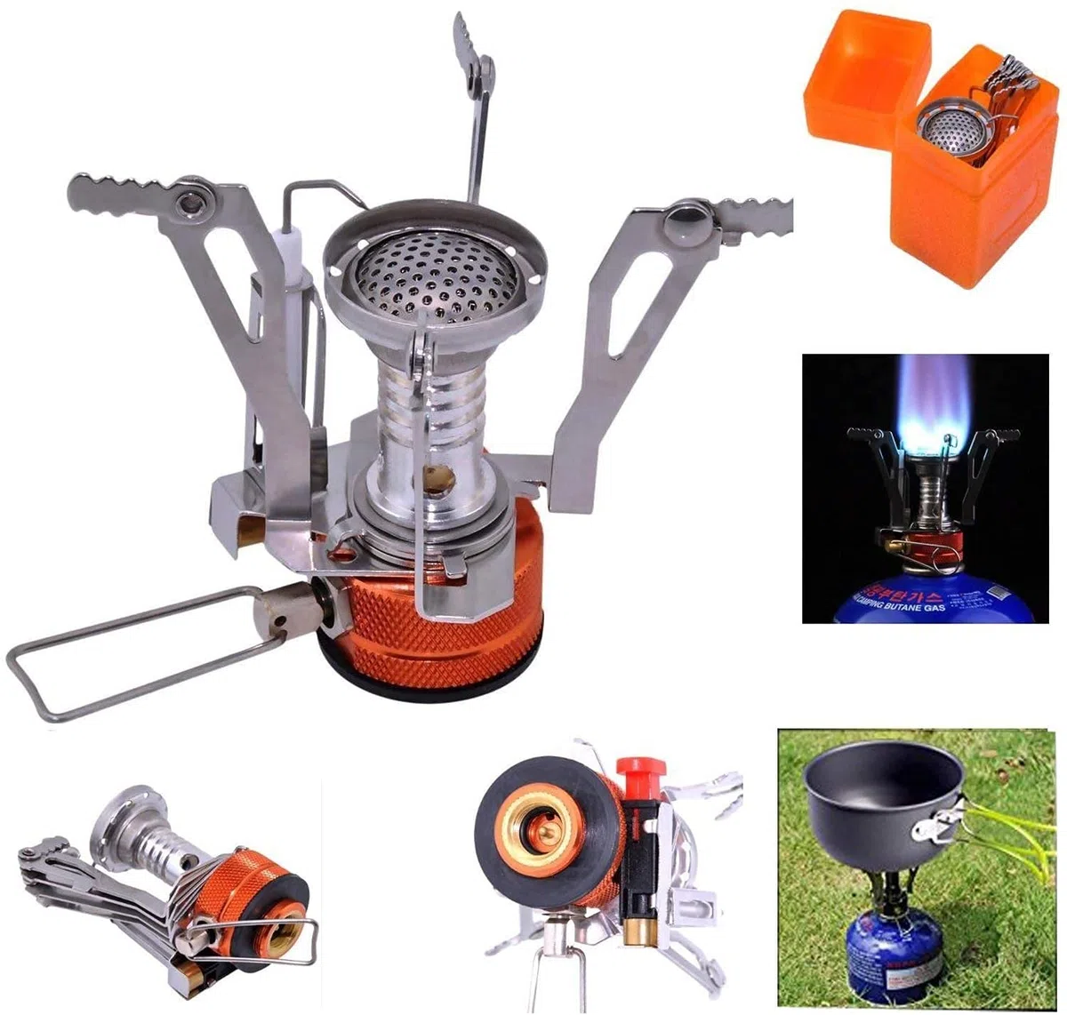 Queta Multi-PCS Kit de Cuisine de Camping, 1-2 Personnes Kit de Casseroles et Poêles Ultra-léger Compact Durable Extérieur Cookware pour Camping Randonnée Pique-Nique Pêche avec Réchaud et Une Tasses