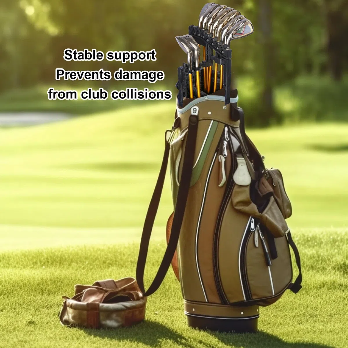 Organisateur de Sacs de Golf, Cadre réglable Portable avec 9 Emplacements Fixes pour Sac de Golf en intérieur ou en extérieur