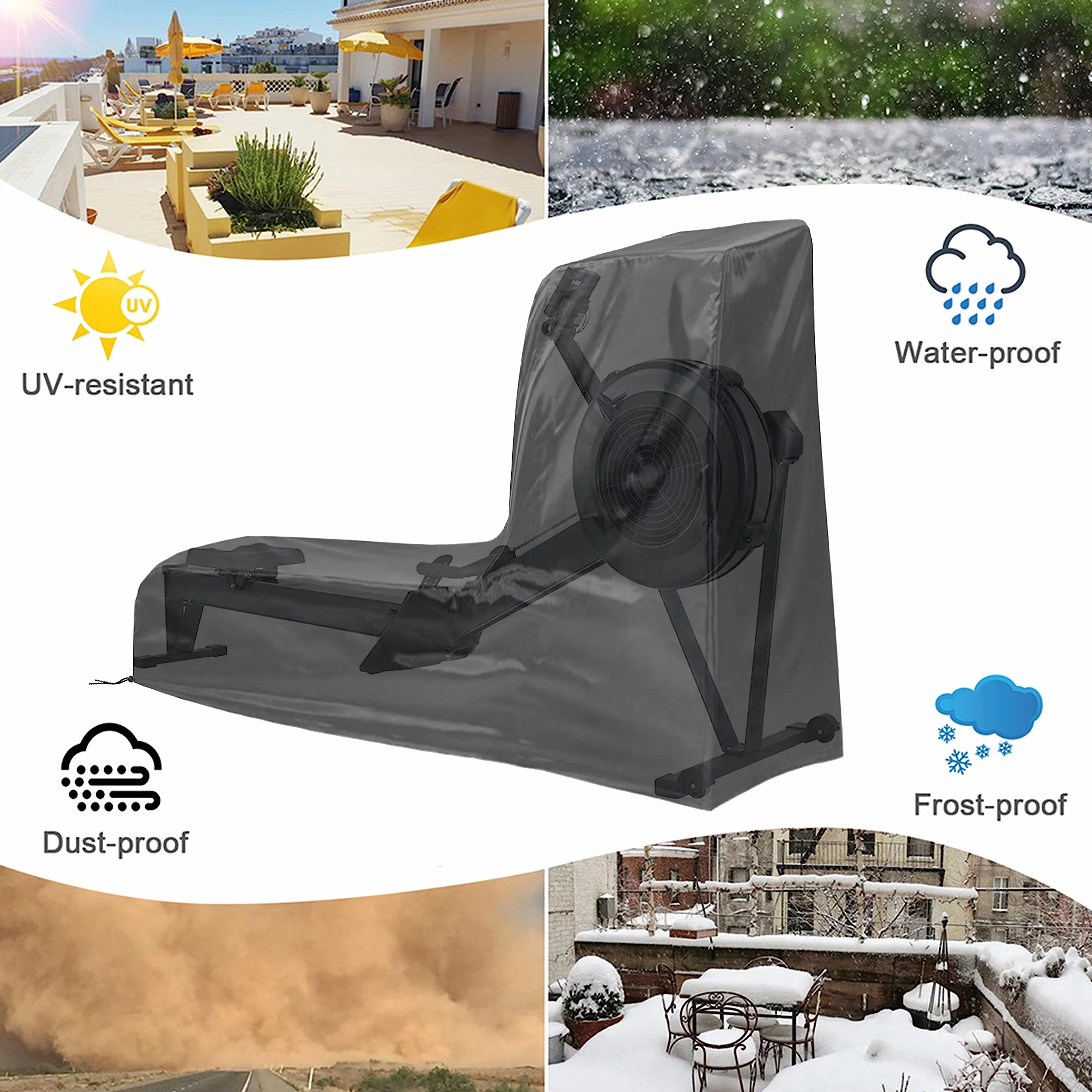 Housse Rameur Universelle - Couverture Protection Imperméable Anti-UV pour Concept2 et Autres Rameurs (241 * 61 * 100CM)