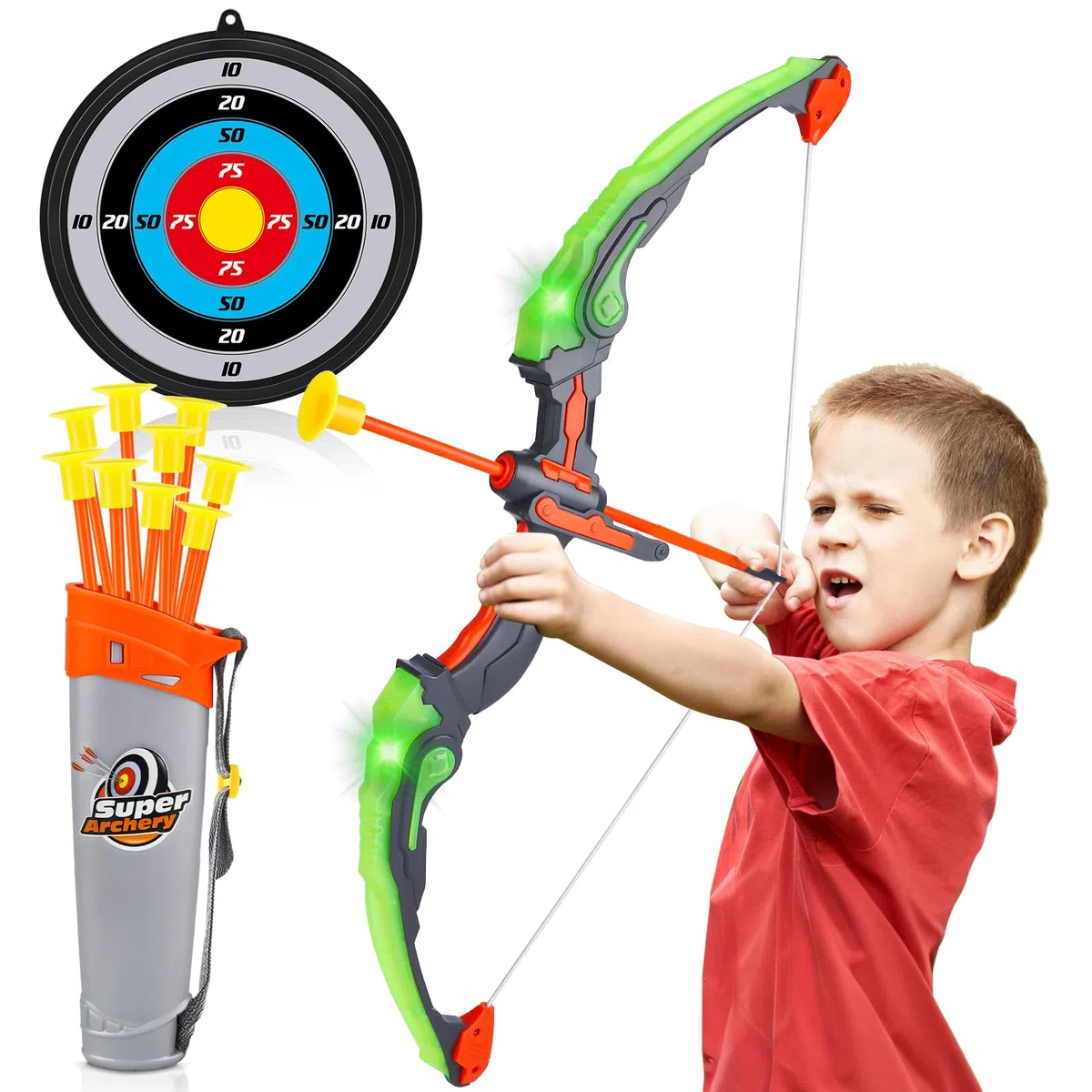 Arc et Fleche Enfant, Tir à l'arc Kit Jouet pour Garcon Fille 4 5 6 7 8 9 10 11 12 Ans